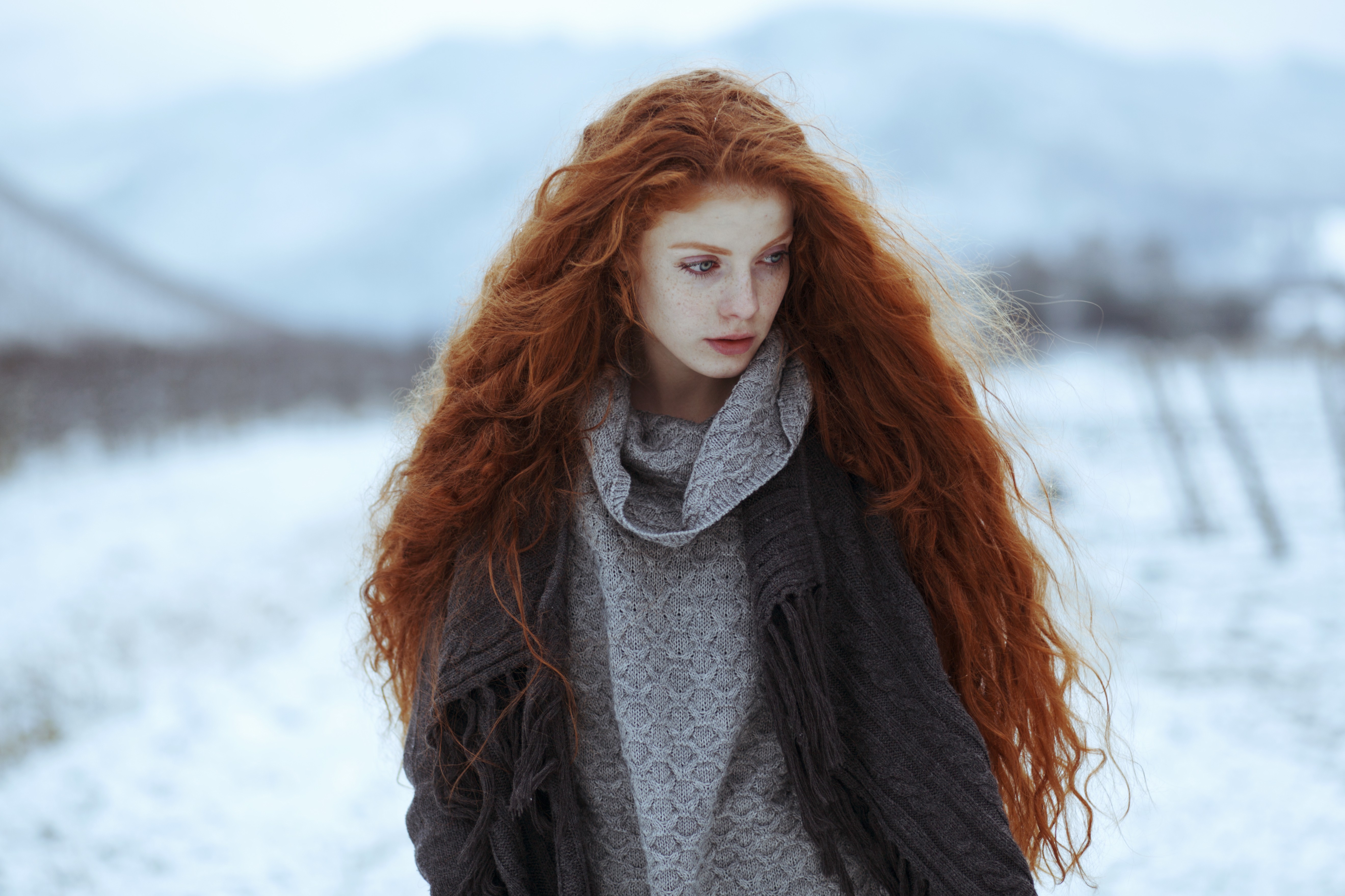#women, #snow, #model, #sweater, #cold, #redhead, wallpaper. Mocah HD Wallpaper