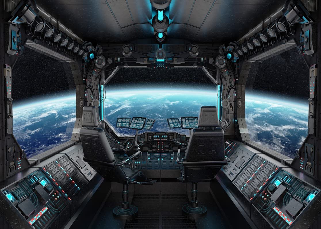 Amazon.com, LYWYGG 7x5ft Vinyl Spaceship Interior Background Futuristic Science Fiction Photography Backdrops Spacecraft Cabin Photo Shoot Studio Props Astronomy Universe Galaxy Outer Space Station CP 37 0705