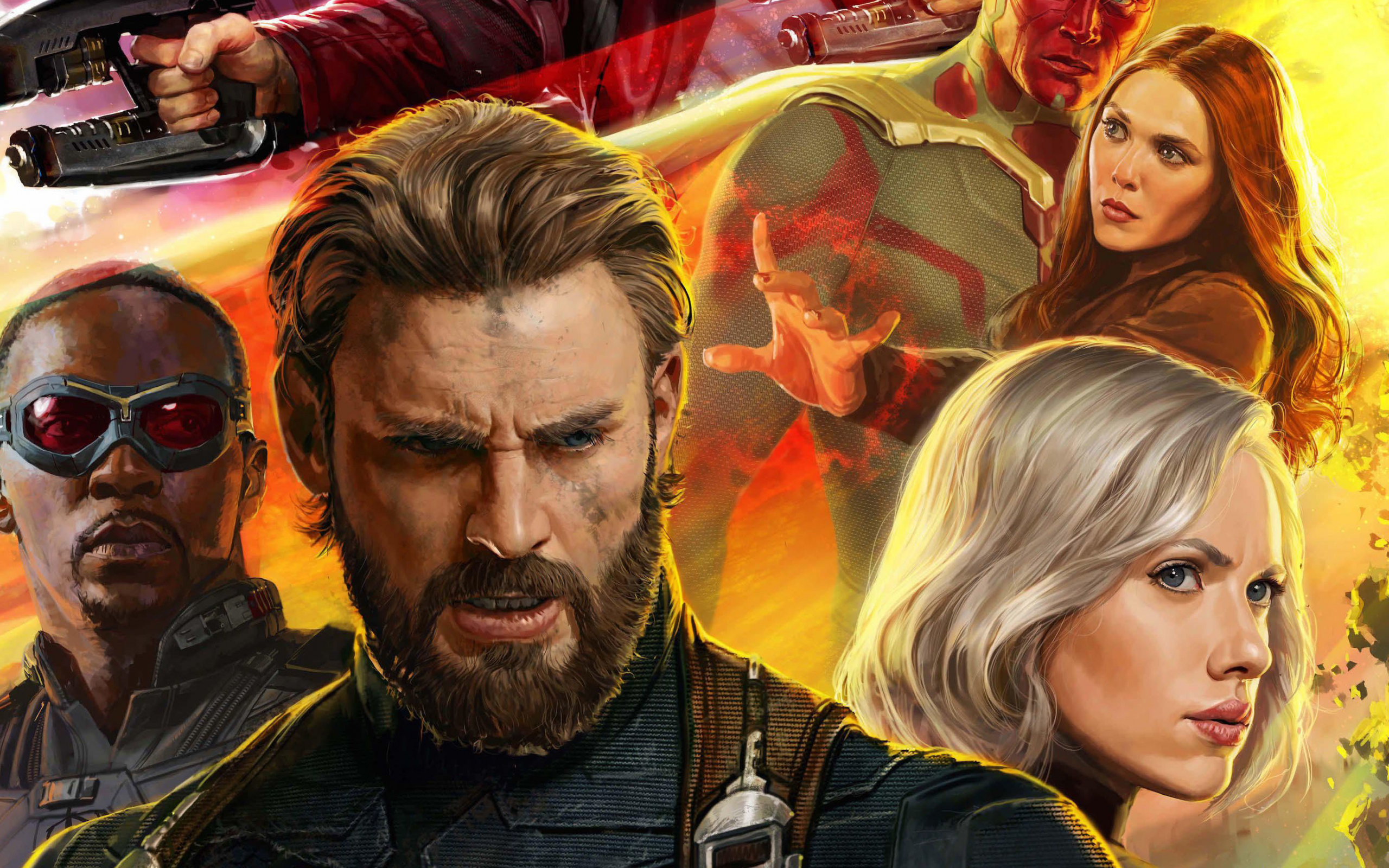 Desktop Wallpaper Avengers: Infinity War, Captain America, Black Widow, Superhero, Movie, 2018, HD Image, Picture, Background, Cc6850