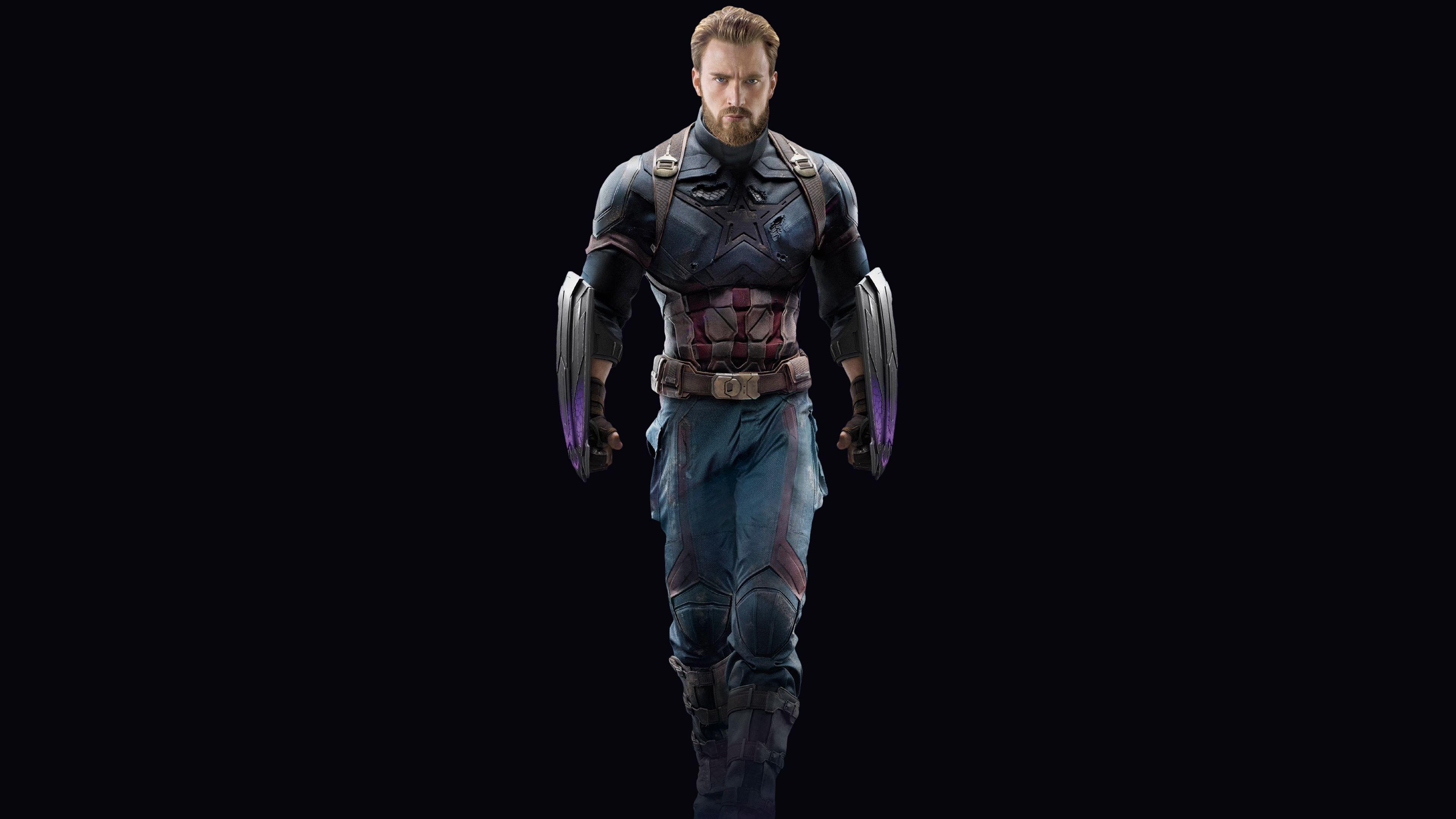 Captain America Wallpaper 4K, Avengers: Infinity War, Black Background, Black Dark