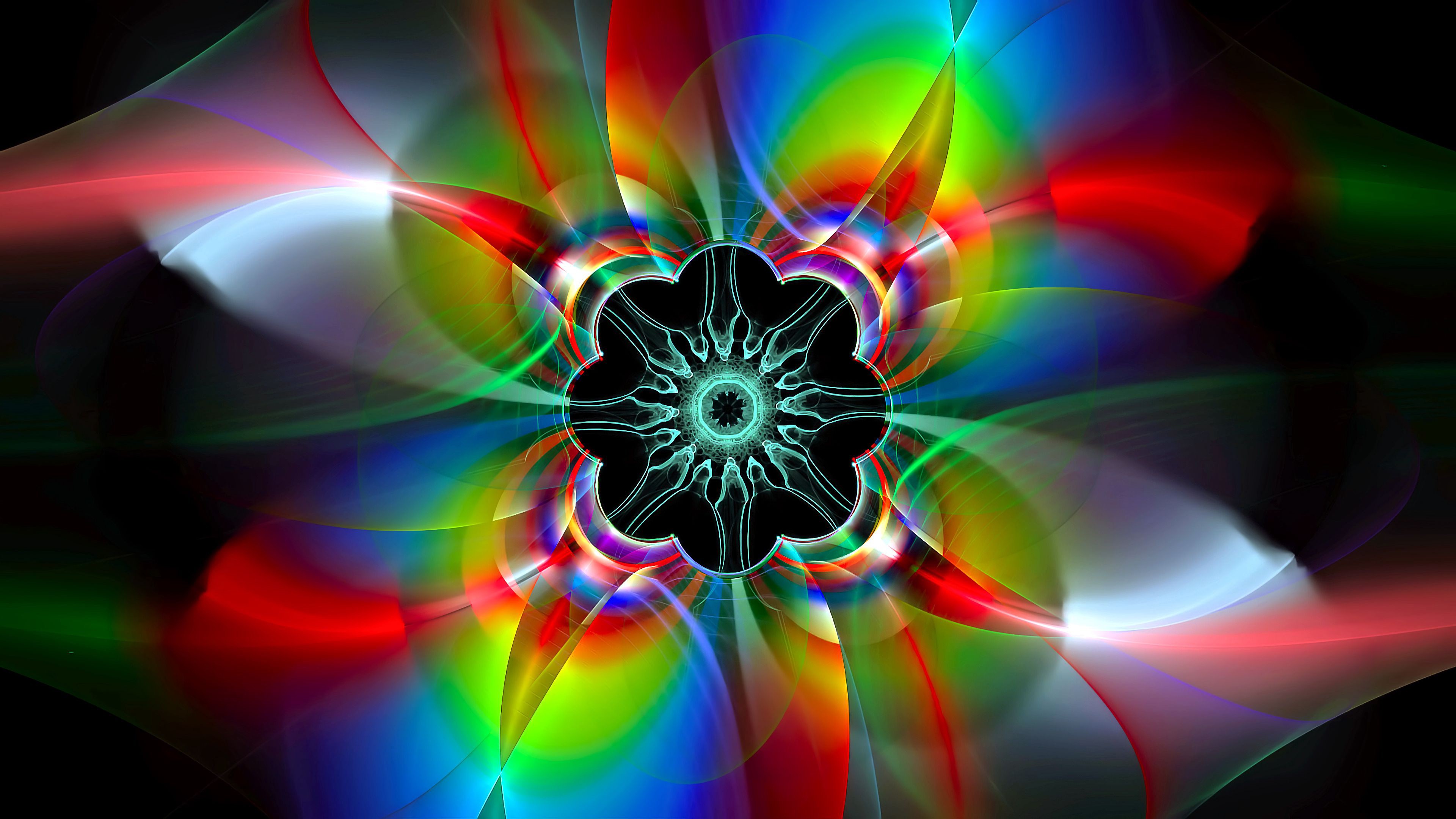 Colorful Flower Fractal Pattern Shapes 4K HD Abstract Wallpaper