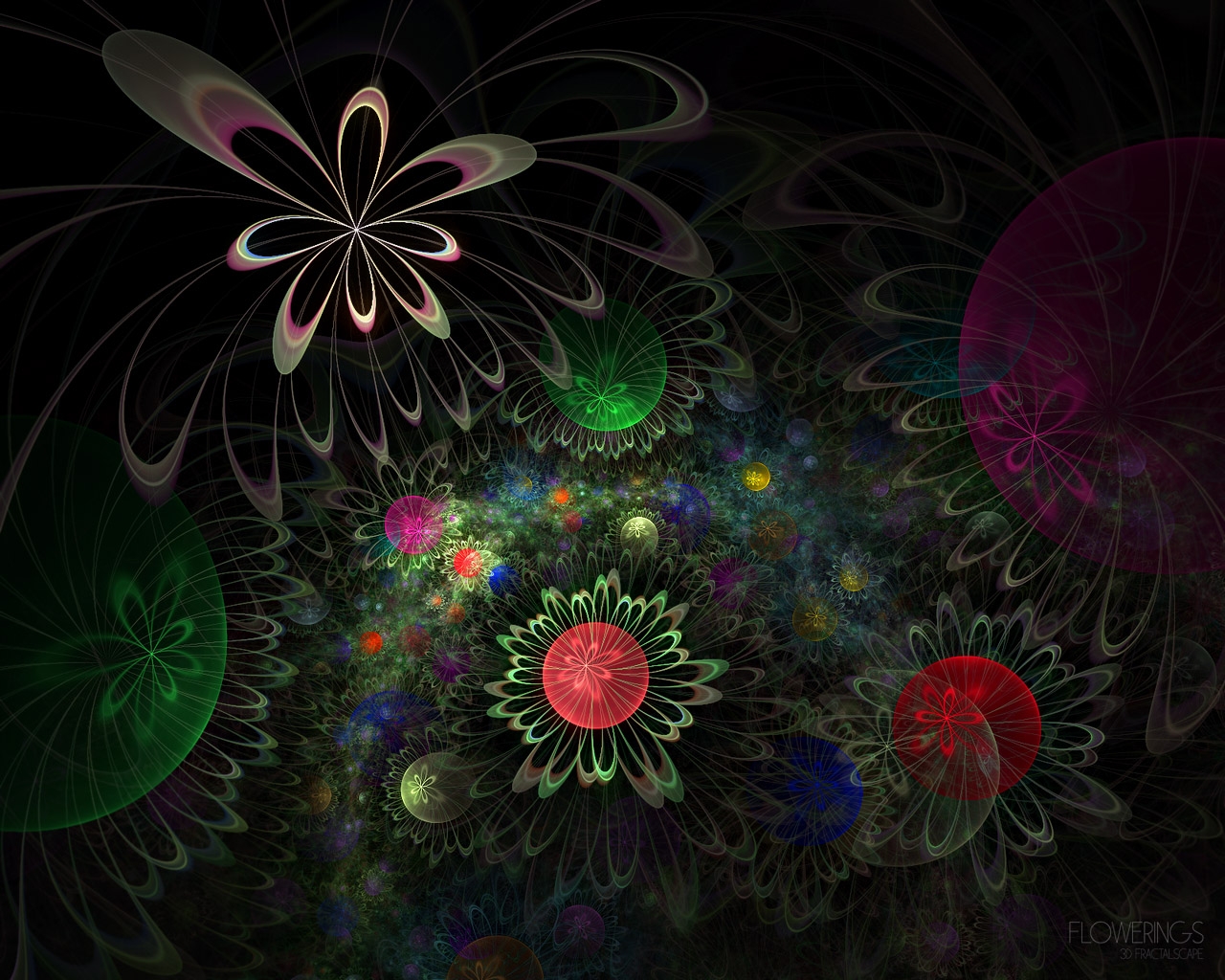 Wallpaper, illustration, flowers, symmetry, pattern, circle, shapes, Toy, kaleidoscope, flower, design, circles, screenshot, computer wallpaper, fractal art, psychedelic art 1280x1024