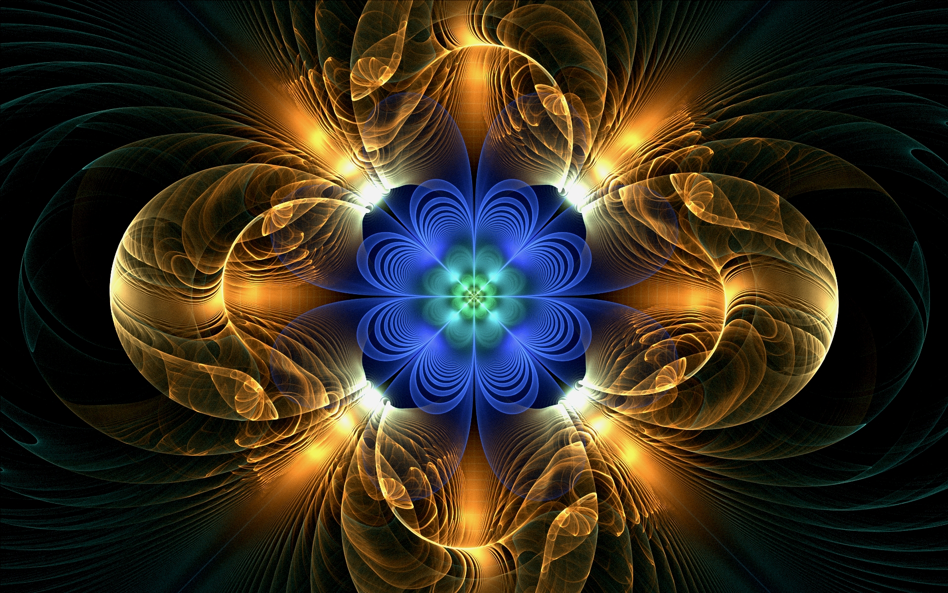 Desktop Wallpaper Abstract, Blue Floral Pattern, Fractal, HD Image, Picture, Background, 4fjhzx
