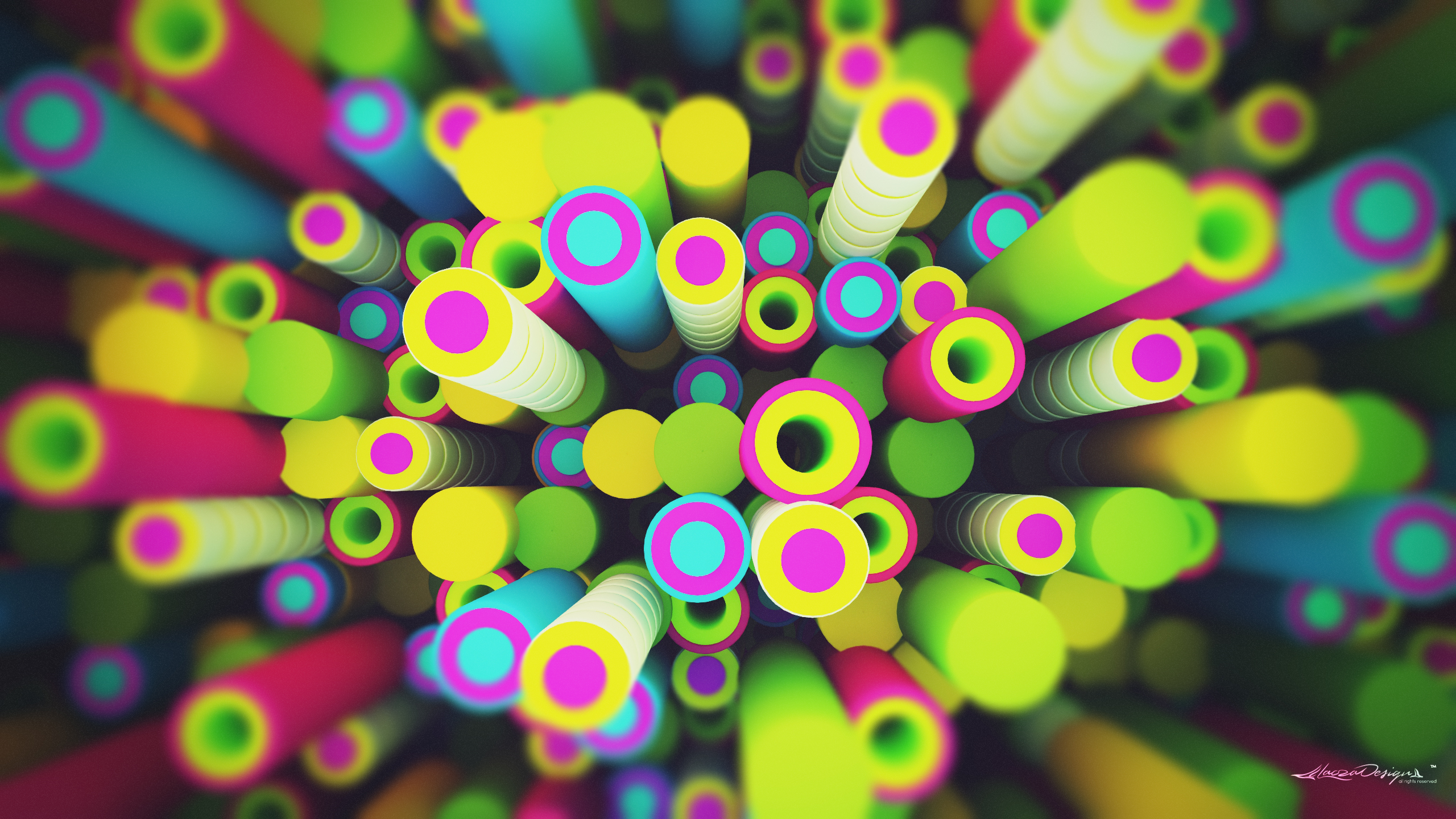 colorful, digital art, abstract, 3D, photography, sphere, green, yellow, pattern, circle, pipes, Lacza, color, flower, shape, computer wallpaper, fractal art, close up, macro photography, psychedelic art. Mocah HD Wallpaper