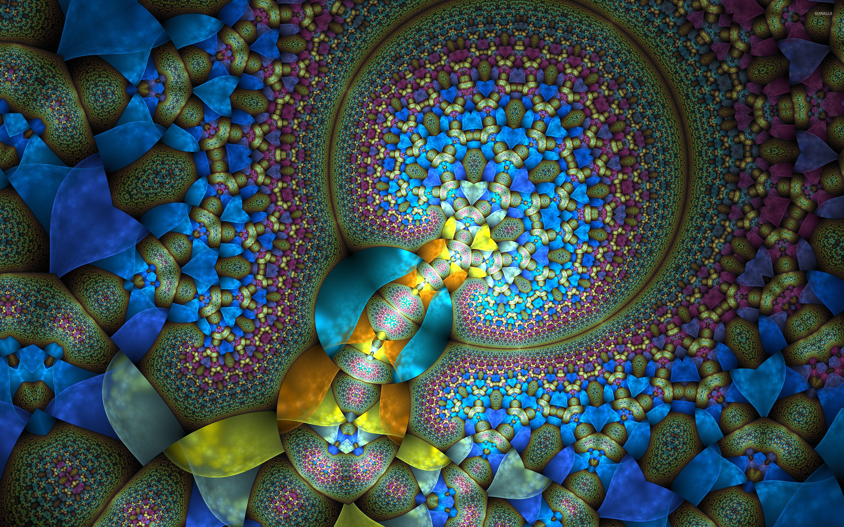 Colorful flowers inside the shapes wallpaper wallpaper