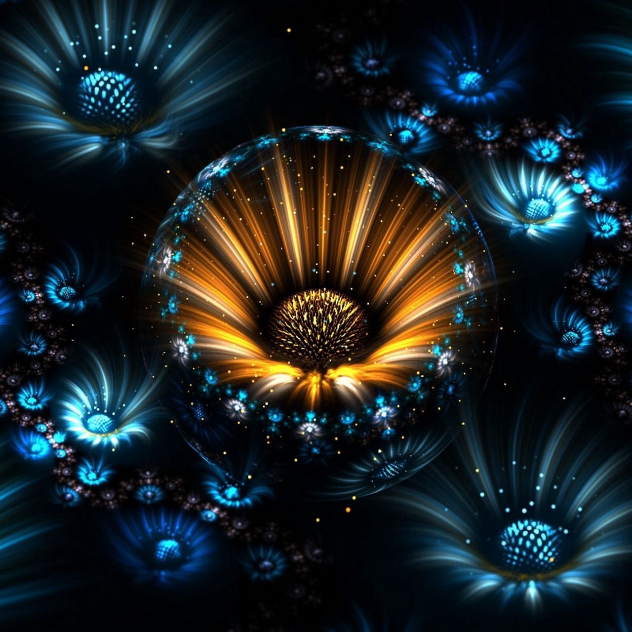 Download wallpaper 1280x1280 fractal, flowers, abstract ipad, ipad 2, ipad mini for parallax HD background