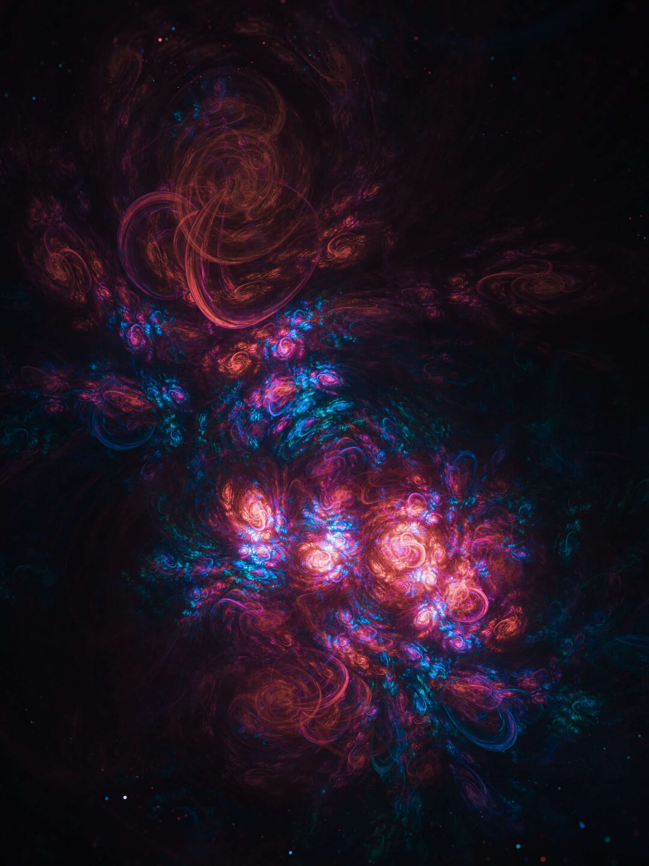 Download wallpaper 2160x2880 fractal, shapes, cloud, glow, abstraction, colorful HD background