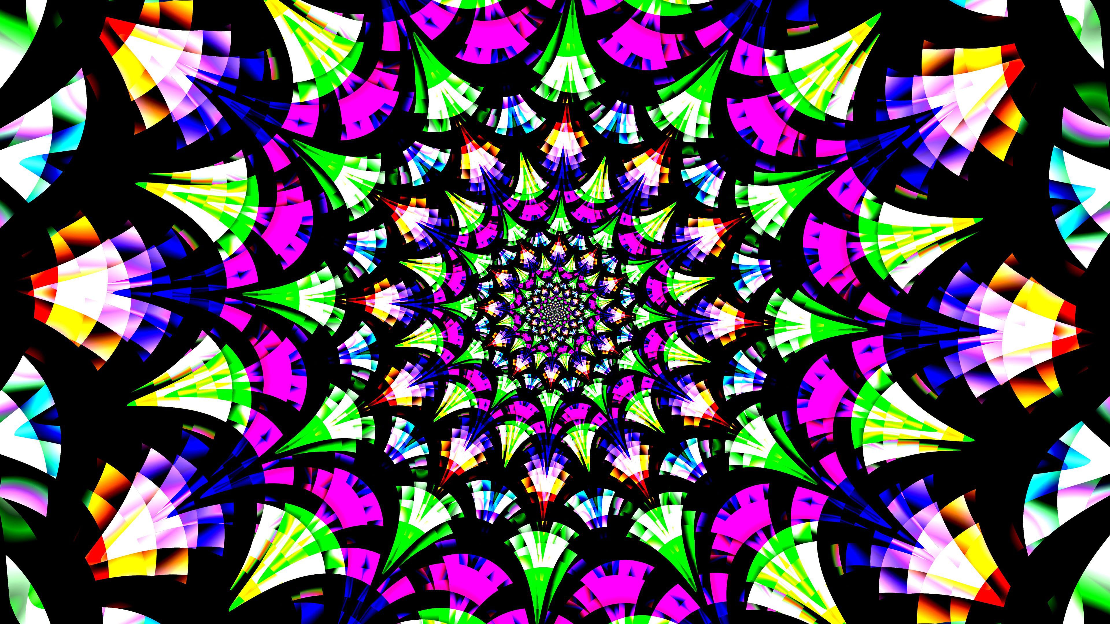 Colorful Shapes Fractal Pattern Kaleidoscope 4K HD Abstract Wallpaper