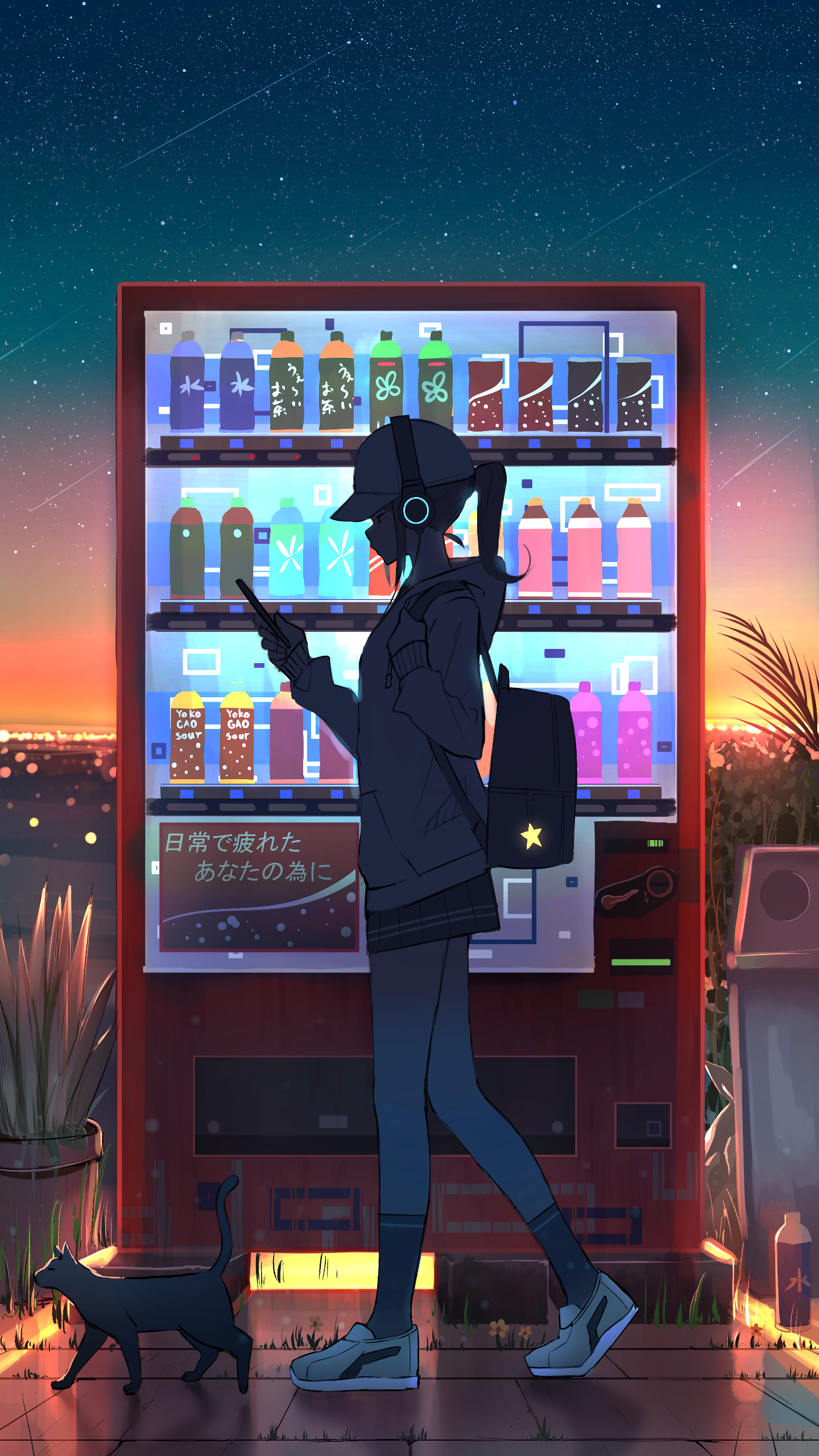 Vending Machine (Original) (1440x2560). Girls cartoon art, Anime art girl, Anime art beautiful