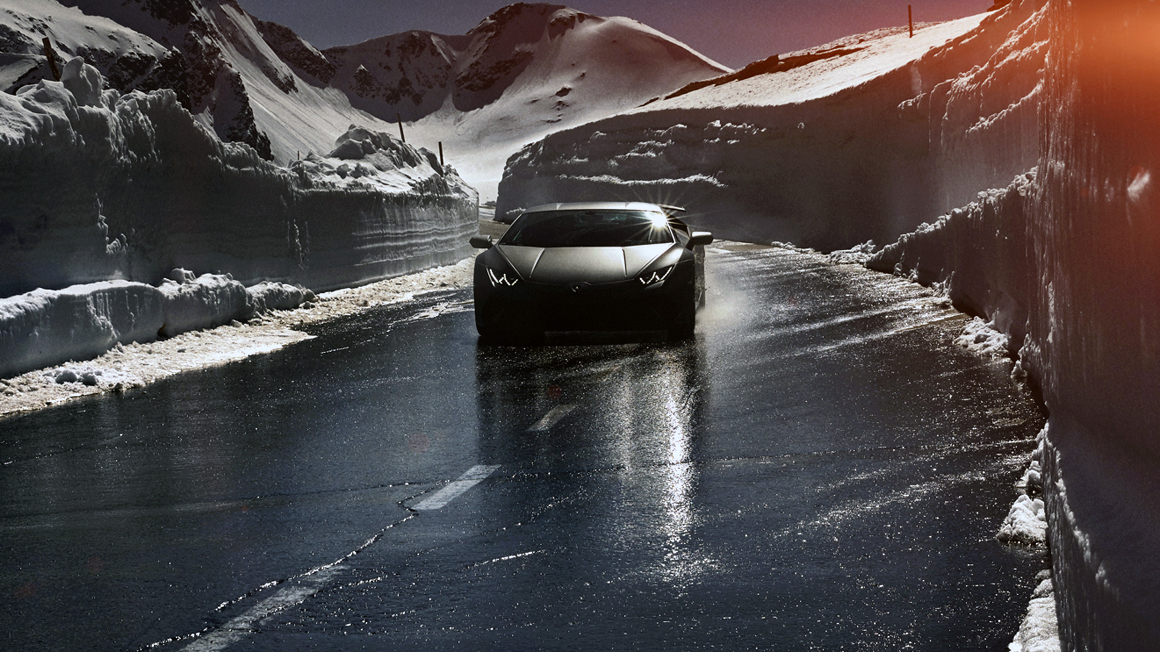 wallpaper for desktop, laptop. car lamborghini car dark road drive art winter
