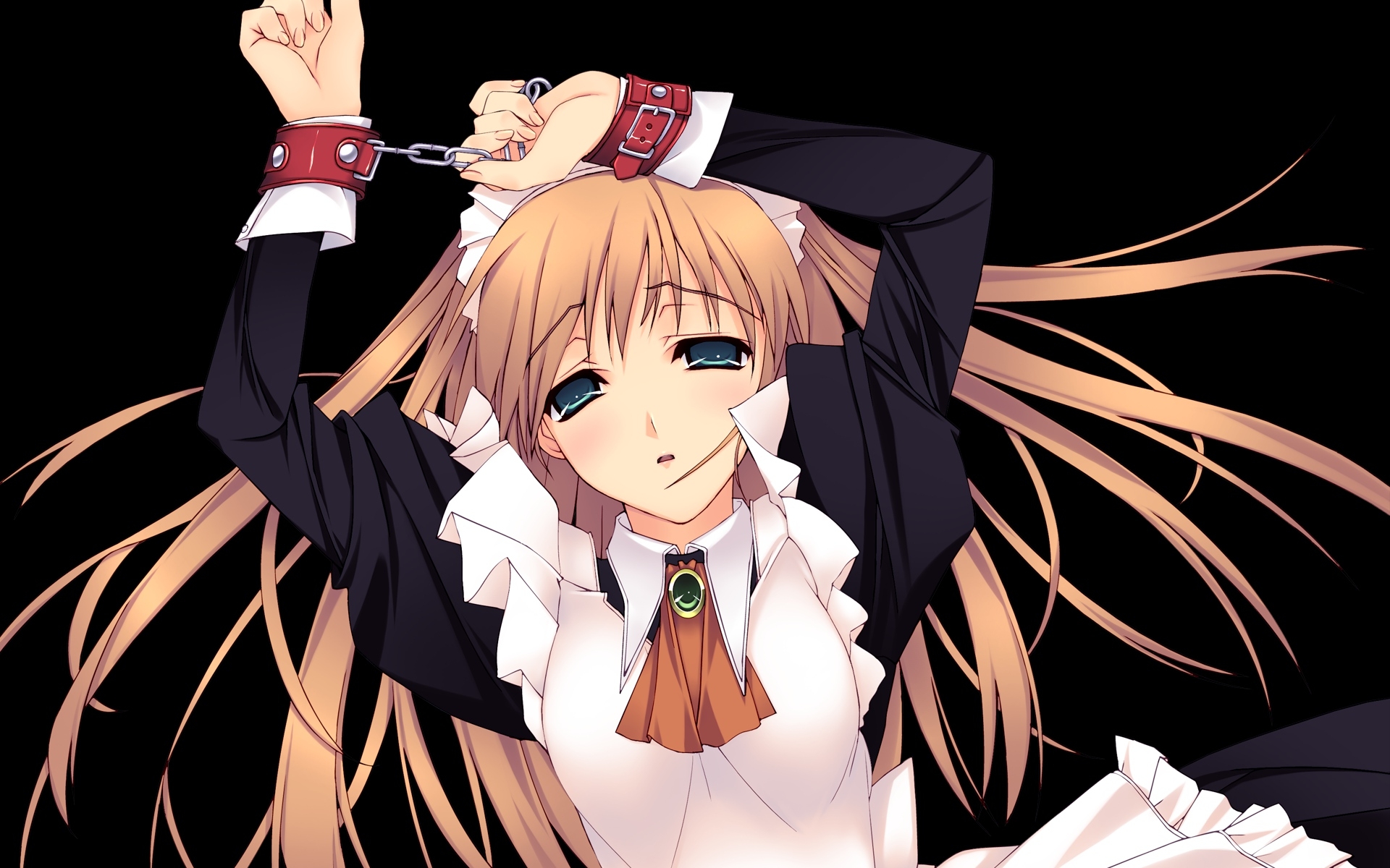 Wallpaper, Murakami Suigun, girl, maid, handcuffs 1920x1200