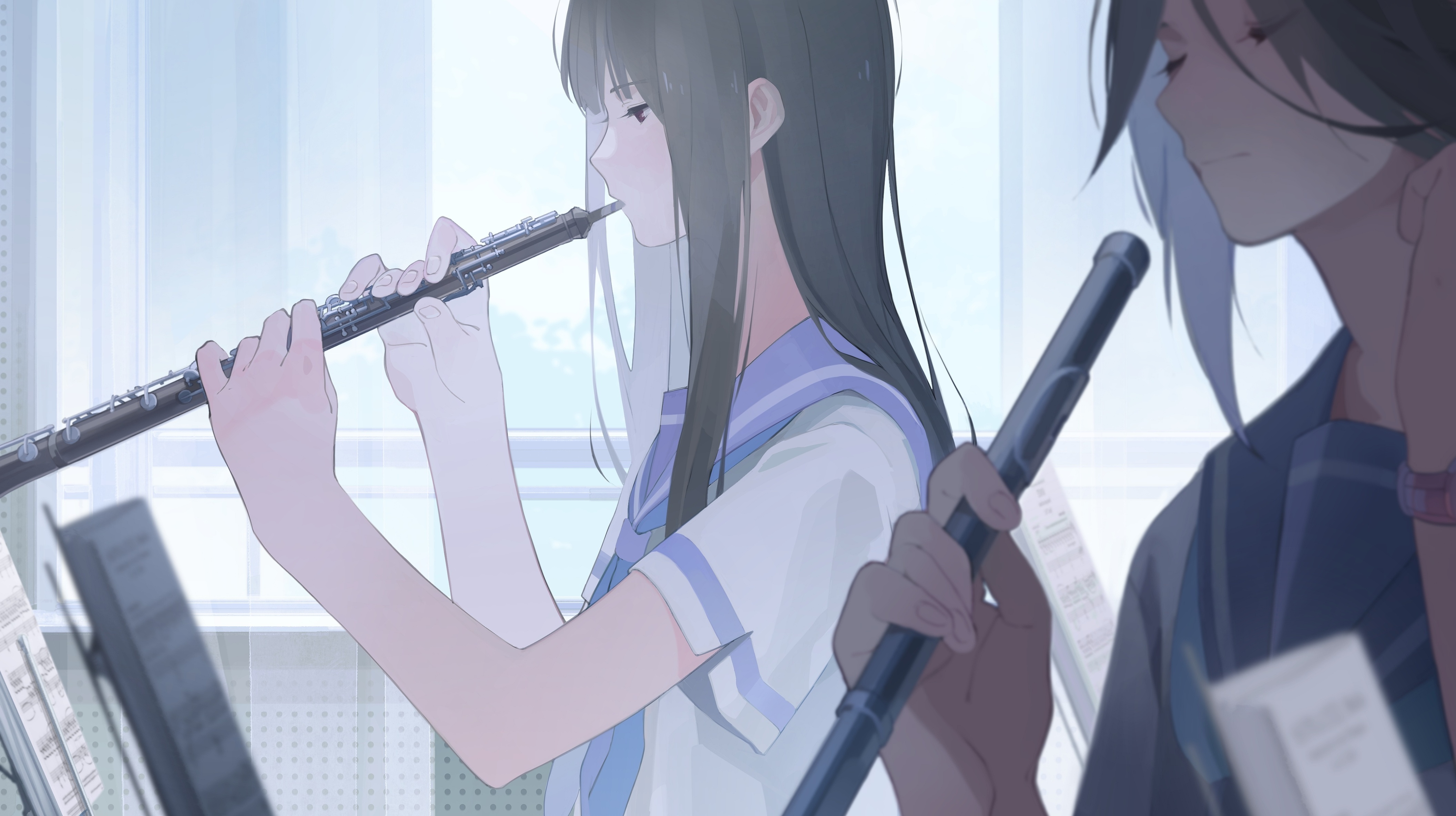 Wallpaper Hibike Euphonium, Musical, Yoroizuka Mizore, Kasaki Nozomi, School Uniform:4225x2369