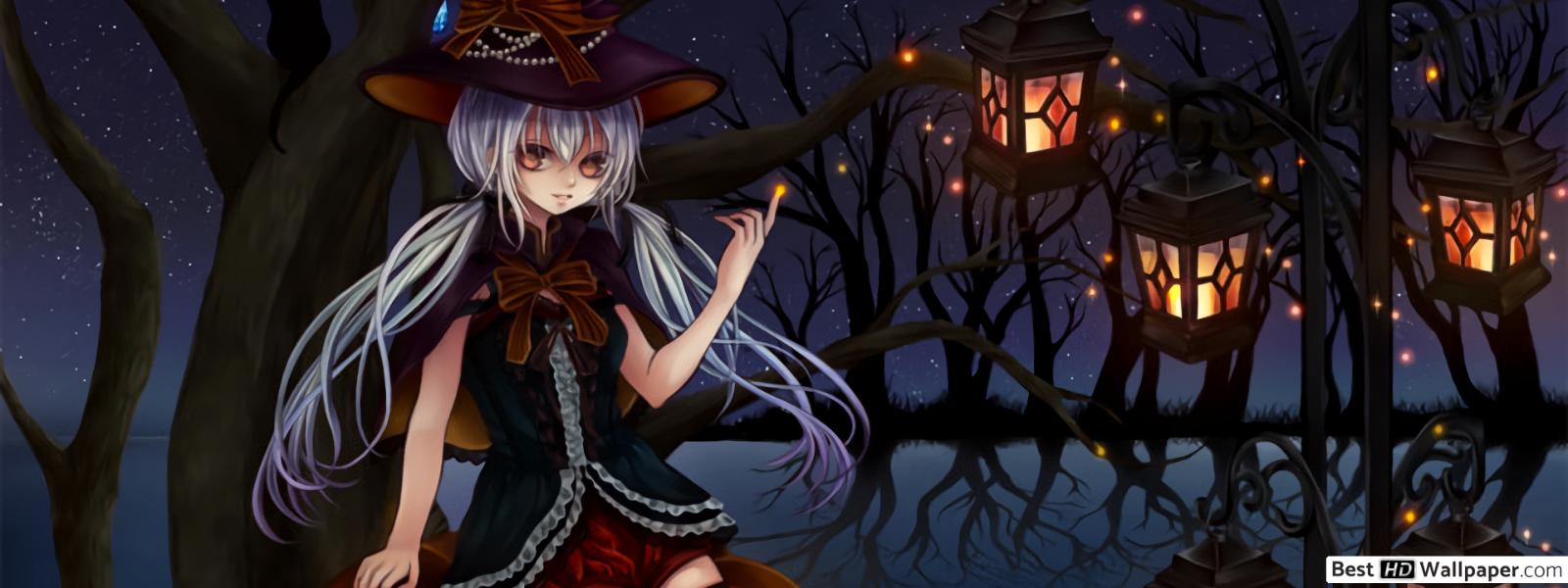Halloween Anime Witch HD wallpaper download