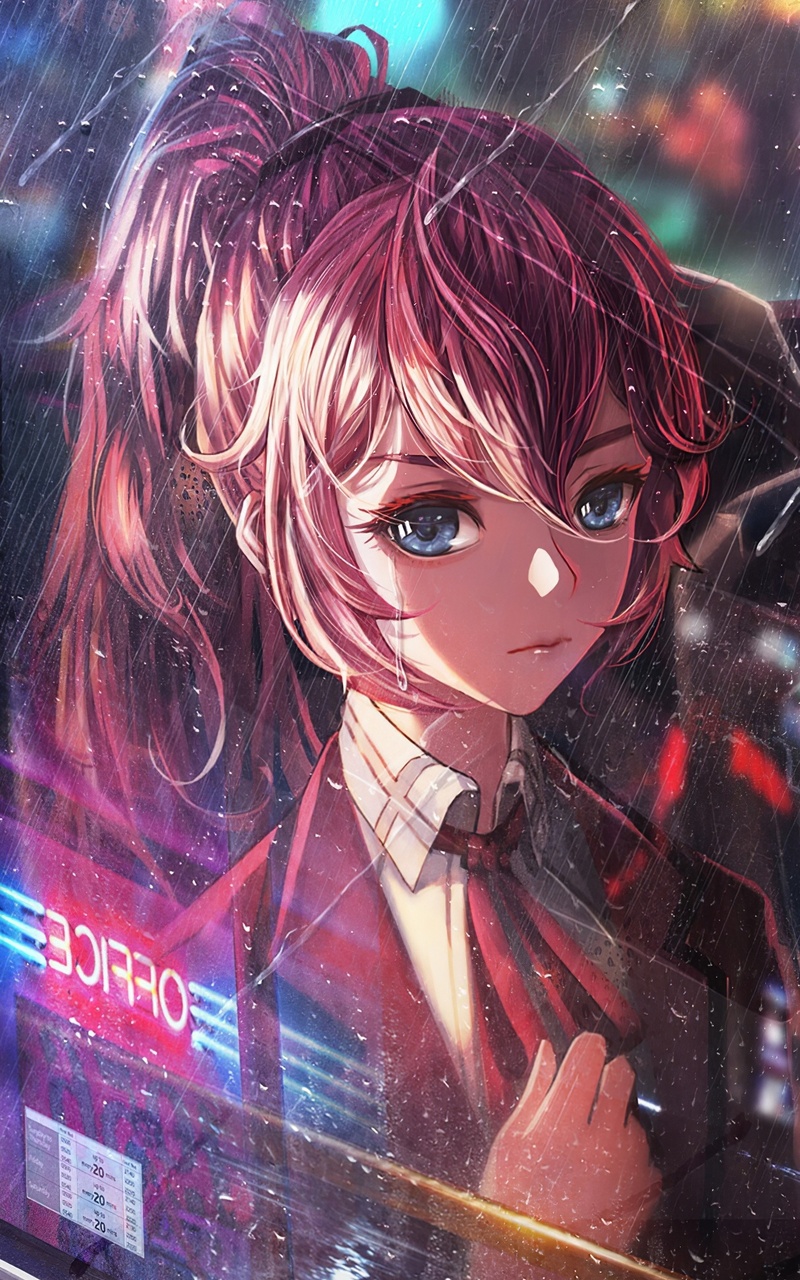 Anime Girl Bus Window Neon City 4k Nexus 7, Samsung Galaxy Tab 10, Note Android Tablets HD 4k Wallpaper, Image, Background, Photo and Picture