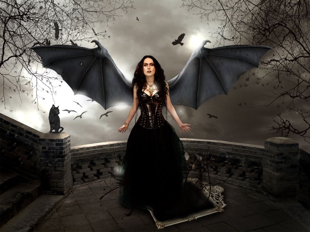 Dark Vampire Angel Wallpaper. Angel wallpaper, Gothic girls, Digital art girl