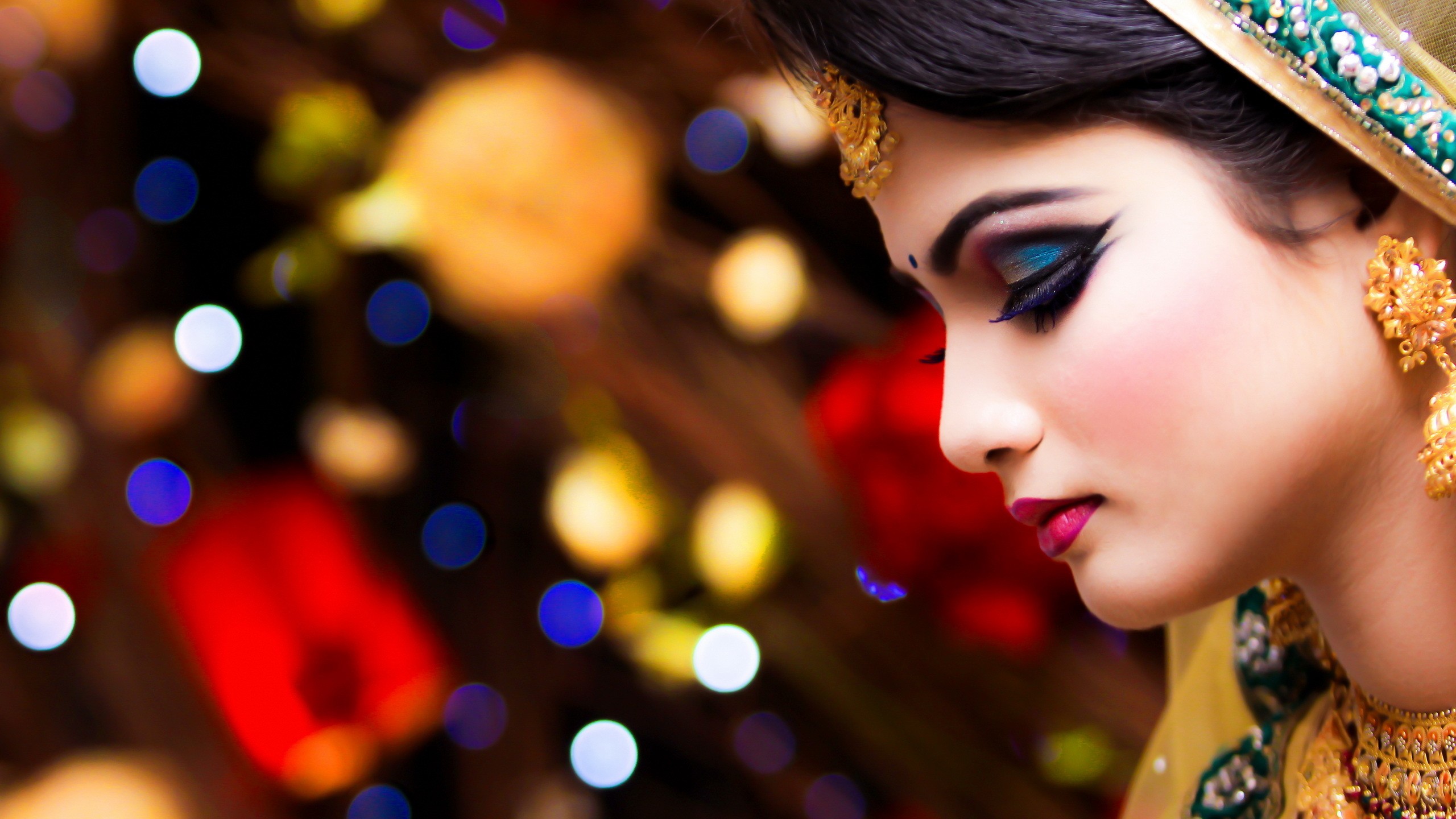 women makeup face indian bokeh wallpaper. Mocah HD Wallpaper