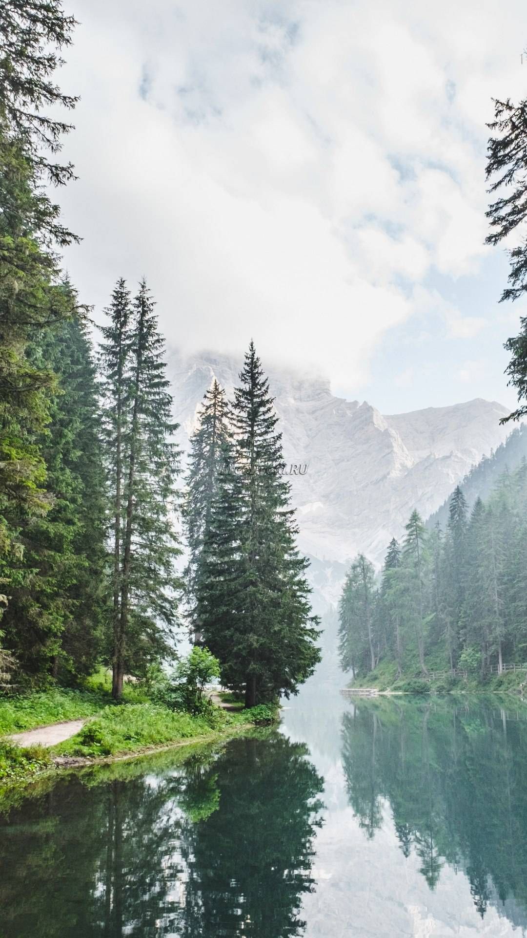 River or Lake in the Mountains Mobile Wallpaper