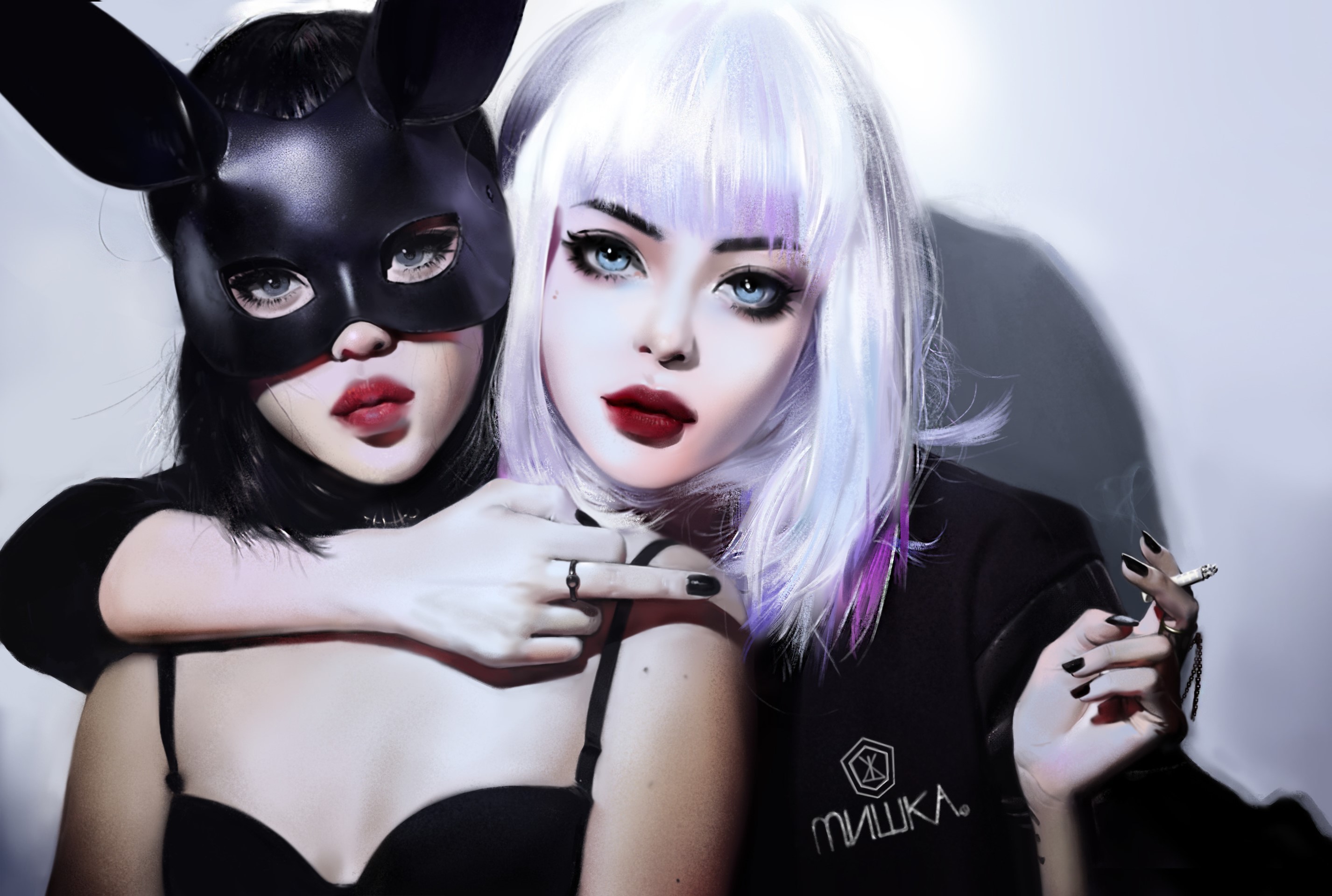 Wallpaper / mountains, lake, hand, finger, top, 4k