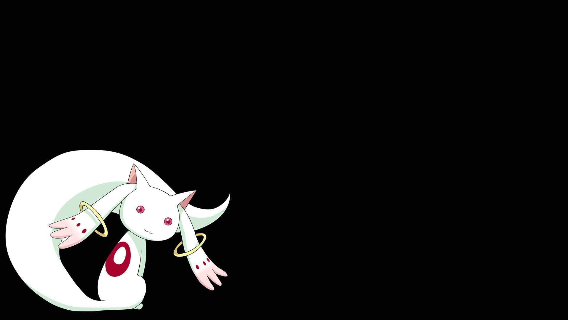Magic cat on a black background, anime fairy girl Madoka Desktop wallpaper 640x480