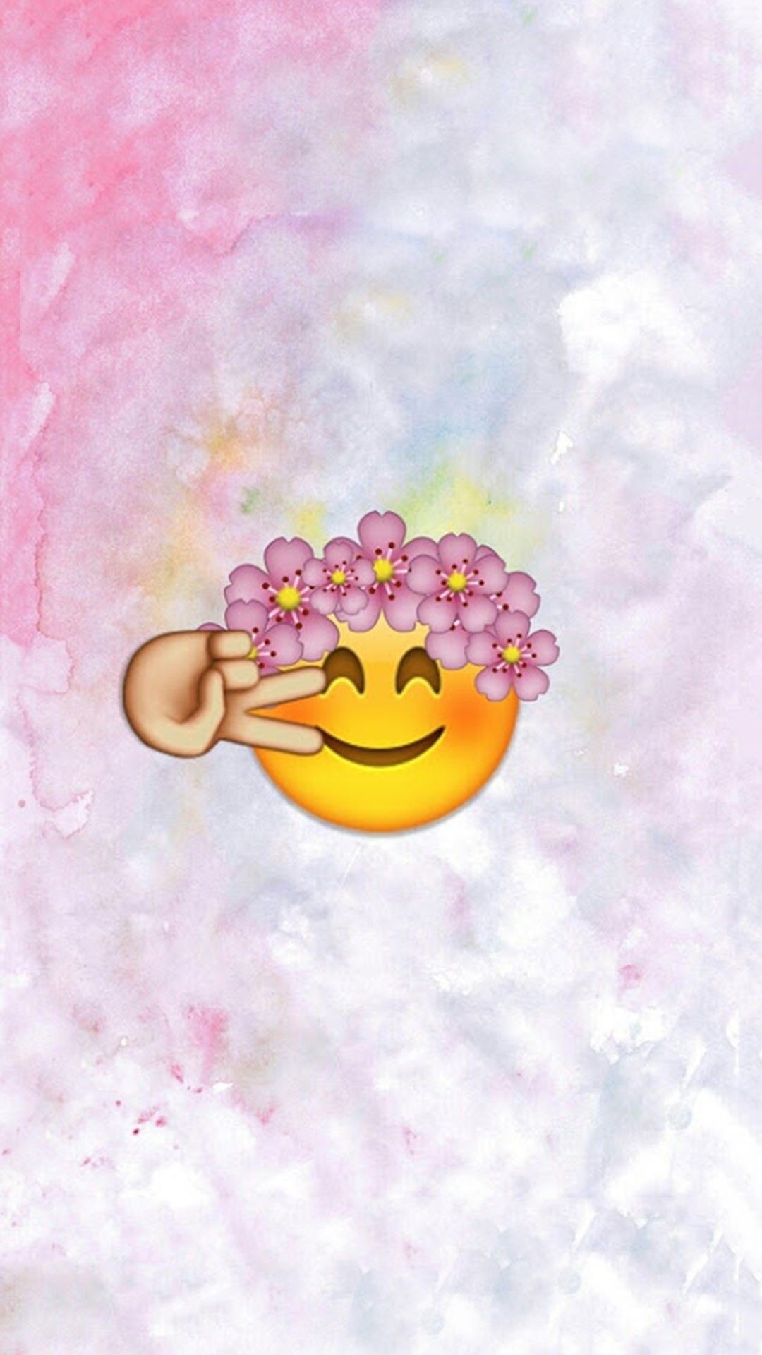 1080x Emoji Wallpaper, Wallpaper For iPhone, Cute Flower Crown Peace Sign