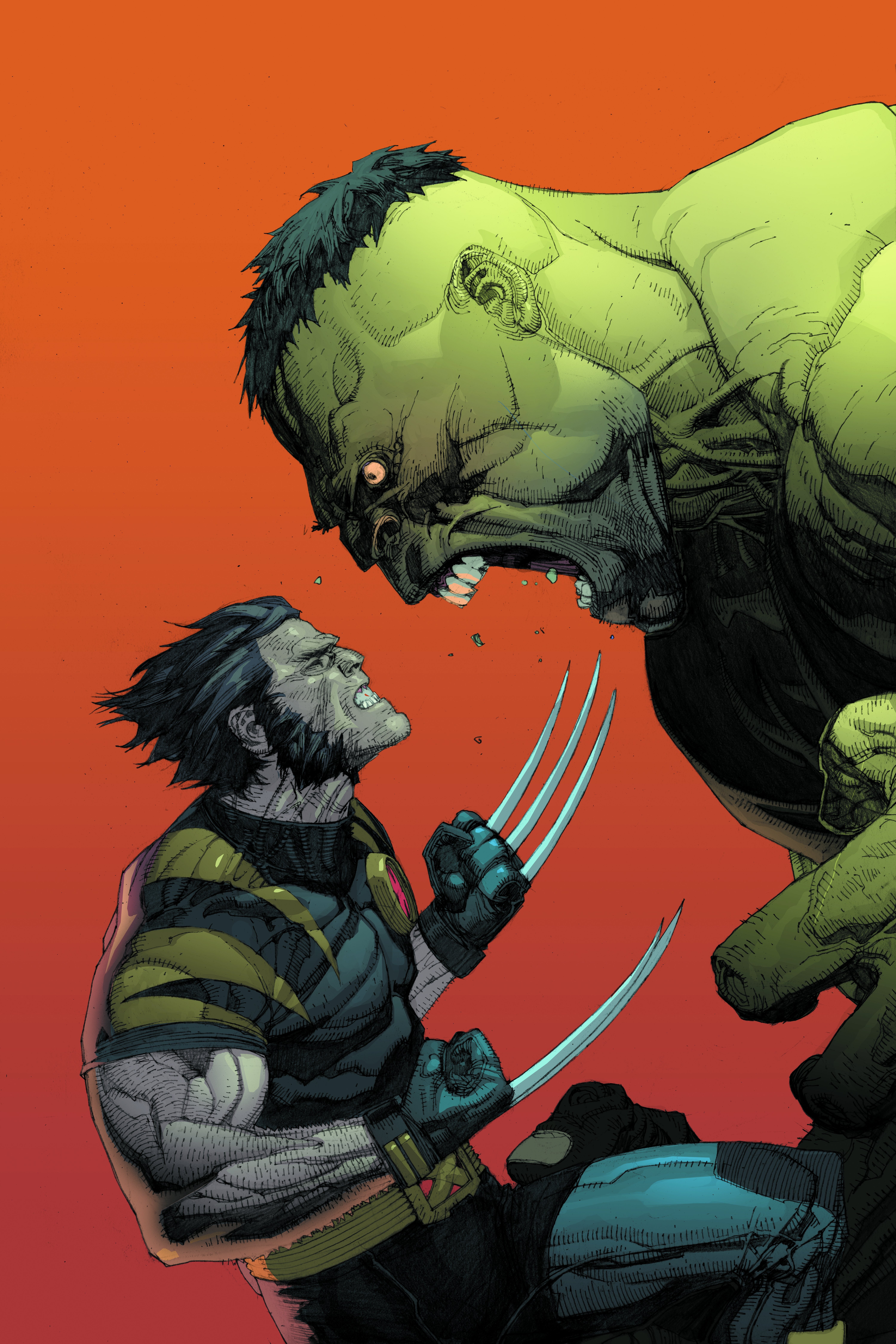 Wolverine, Comics, Marvel Comics, Hulk, Fan art Wallpaper HD / Desktop and Mobile Background