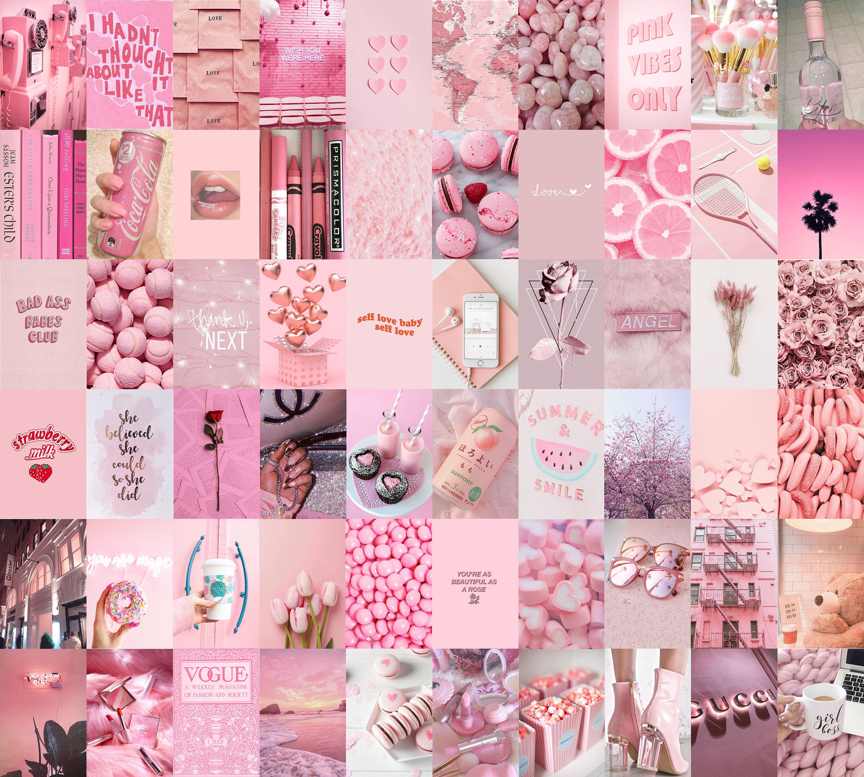Light Pink baby Pink Aesthetic Wall Collage kit. Digital Copy. Pack of 70 photo. Live wallpaper iphone, Pink wallpaper iphone, Aesthetic iphone wallpaper