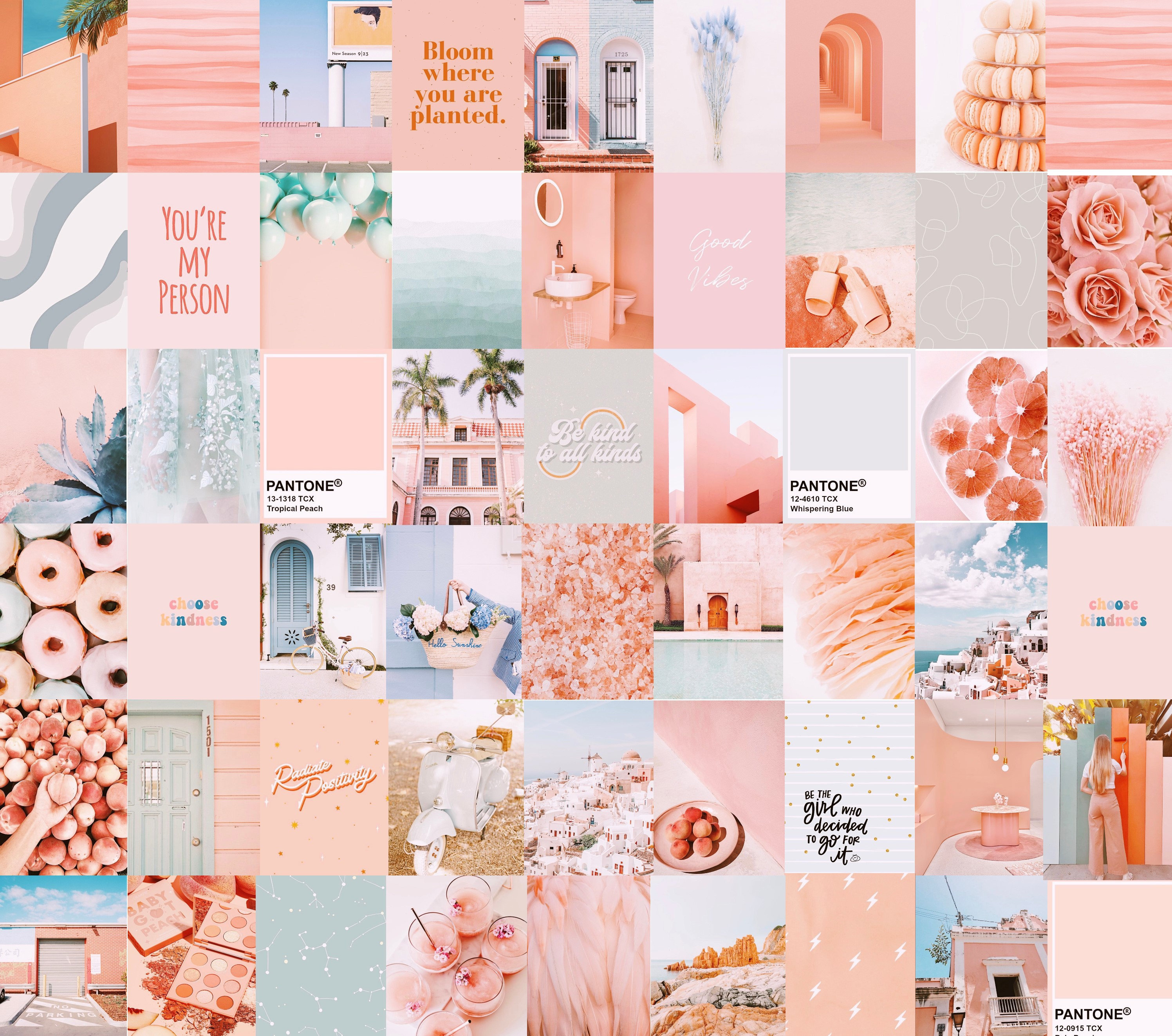 Photo Wall Collage Kit Peach & Light Blue 2 Aesthetic set