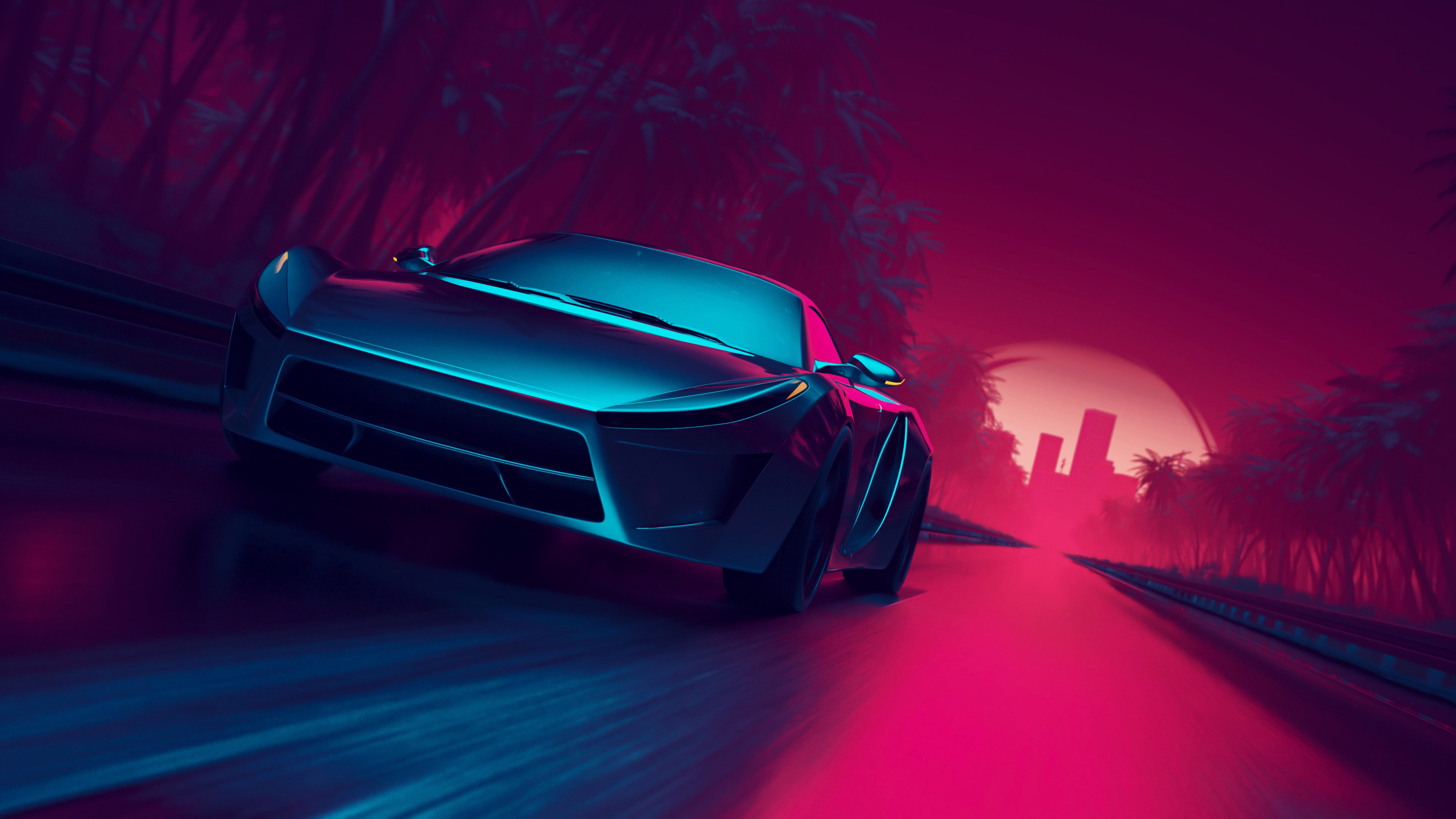 retrowave HD wallpaper, background