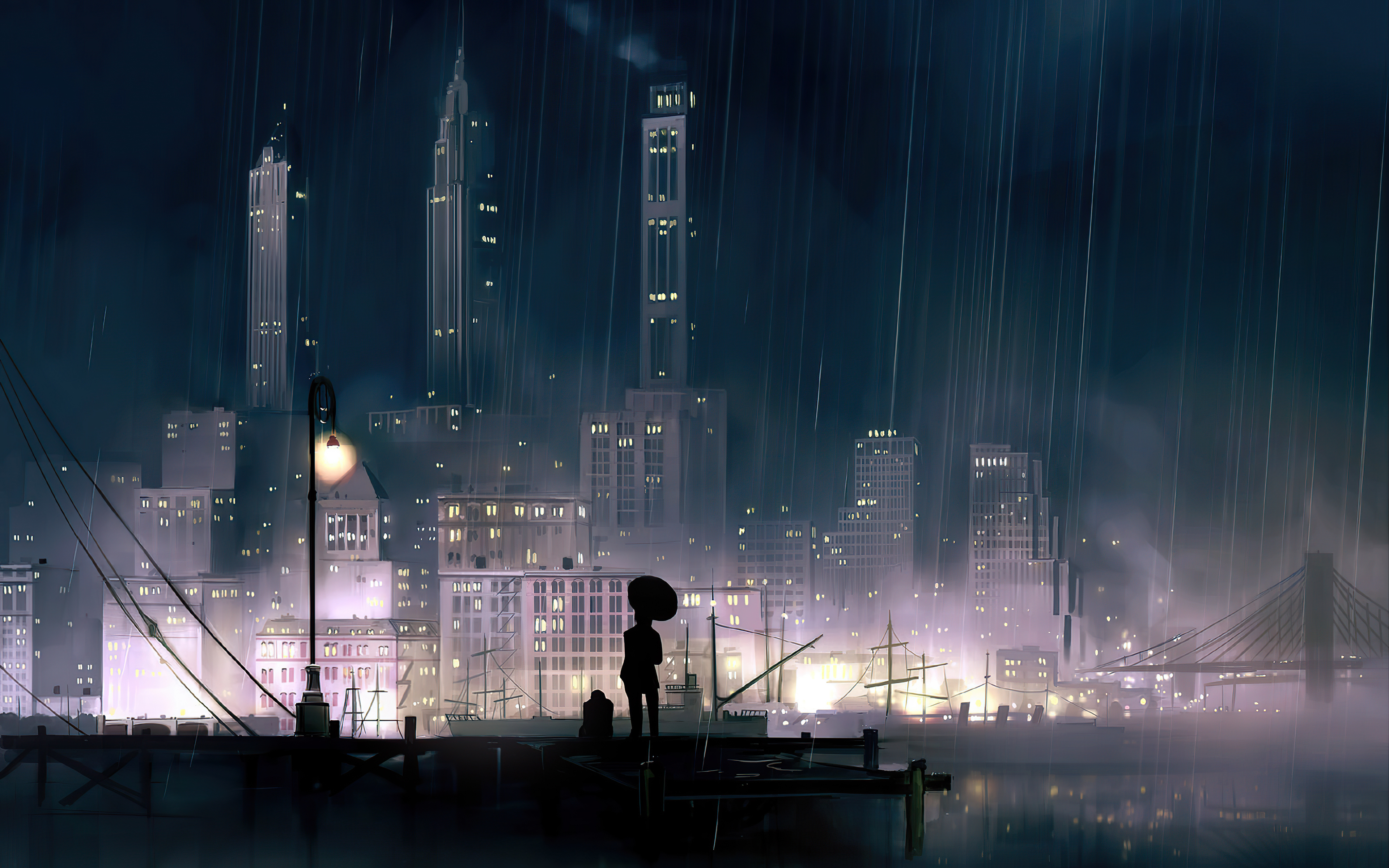 Anime Background City Night 4k, HD Anime, 4k Wallpaper, Image, Background, Photo and Picture