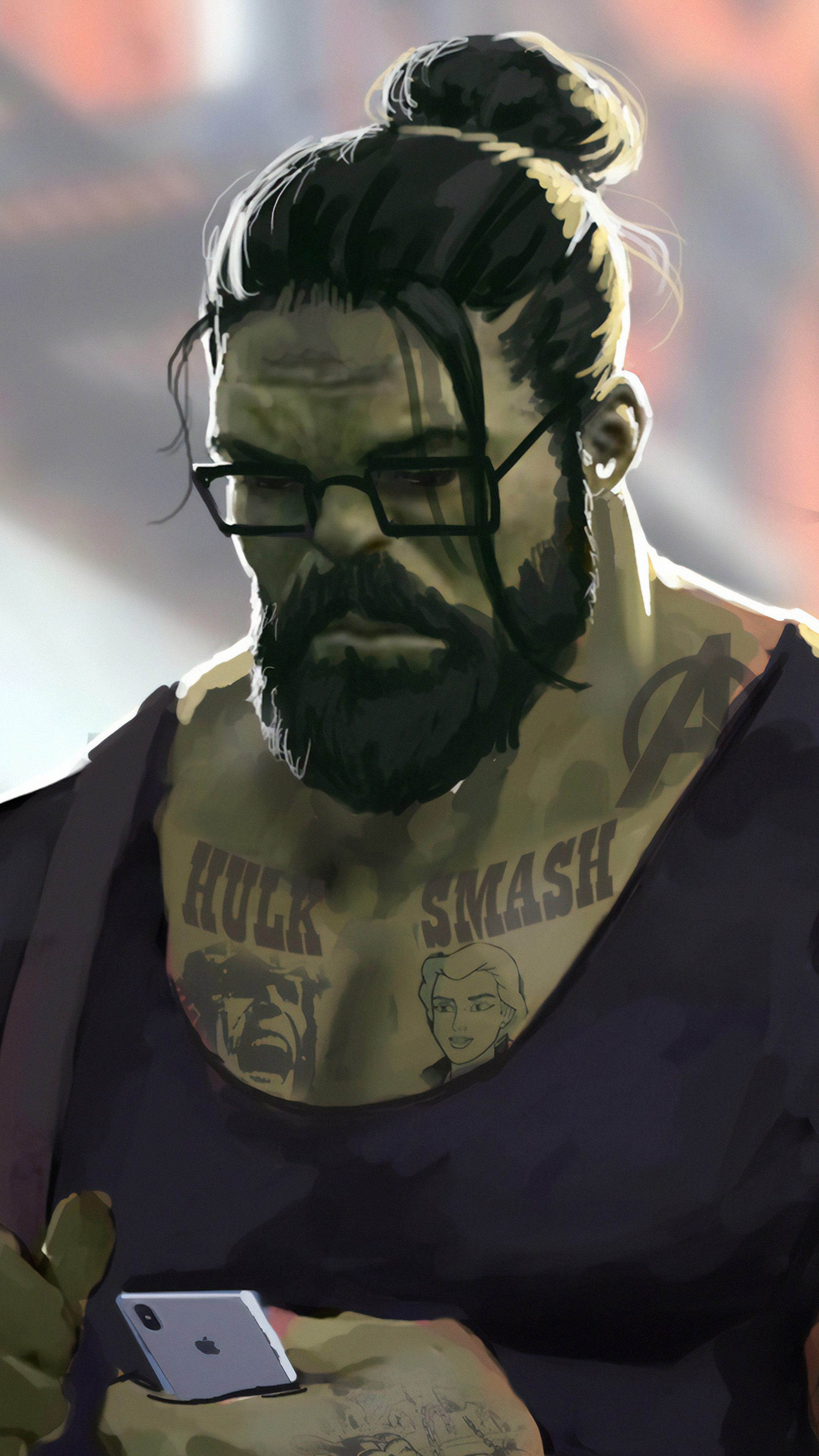 Hulk, Professor, Tattoo, Marvel, 4K phone HD Wallpaper, Image, Background, Photo and Picture HD Wallpaper