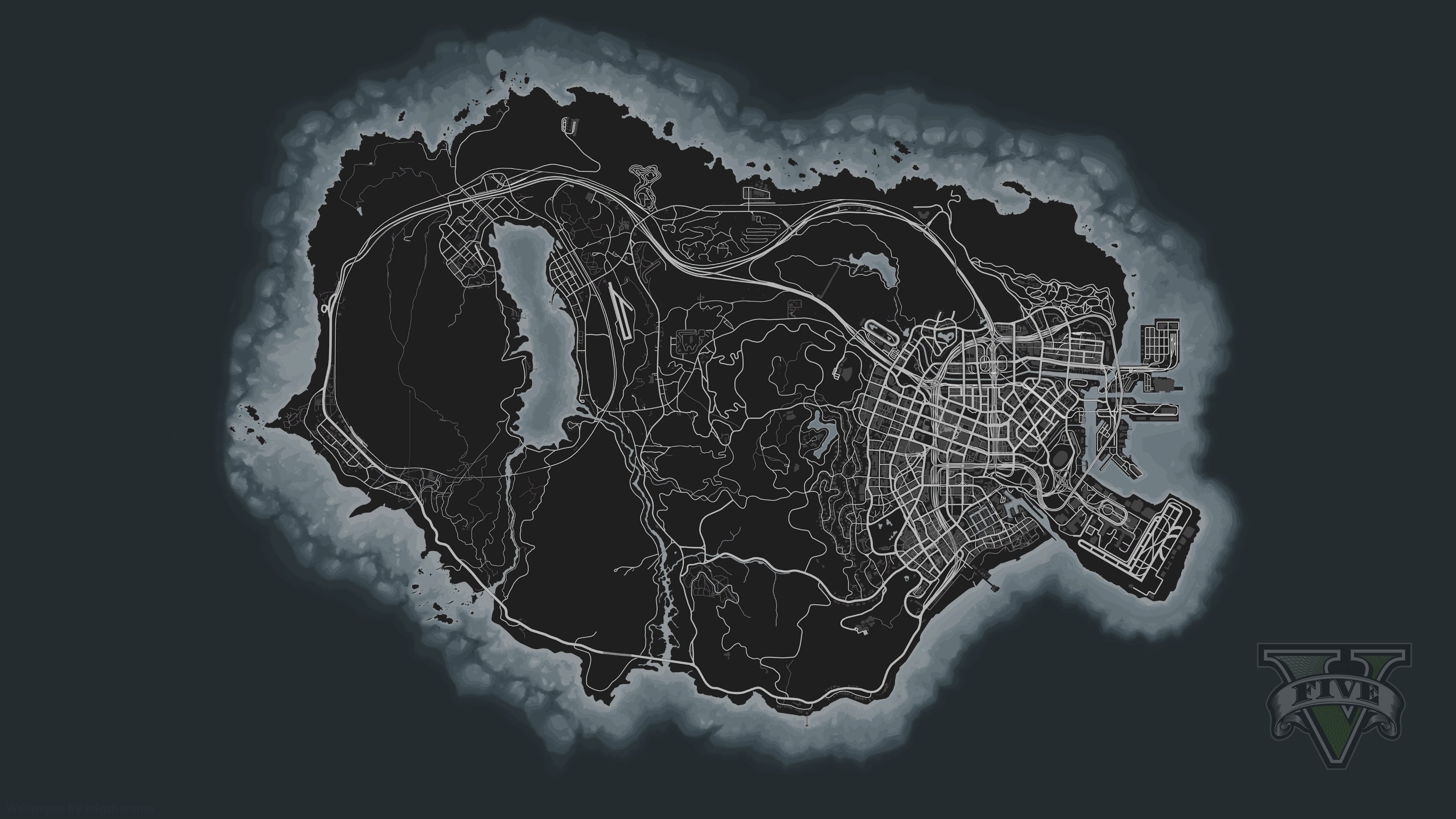 I made a 4k wallpaper of the GTA V Map. Enjoy :)