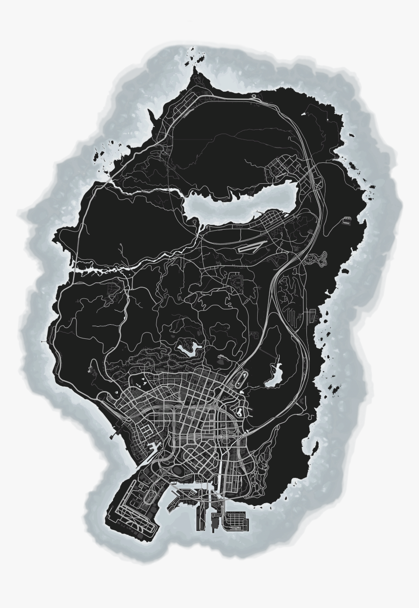 Gta V Map Black And White, HD Png Download