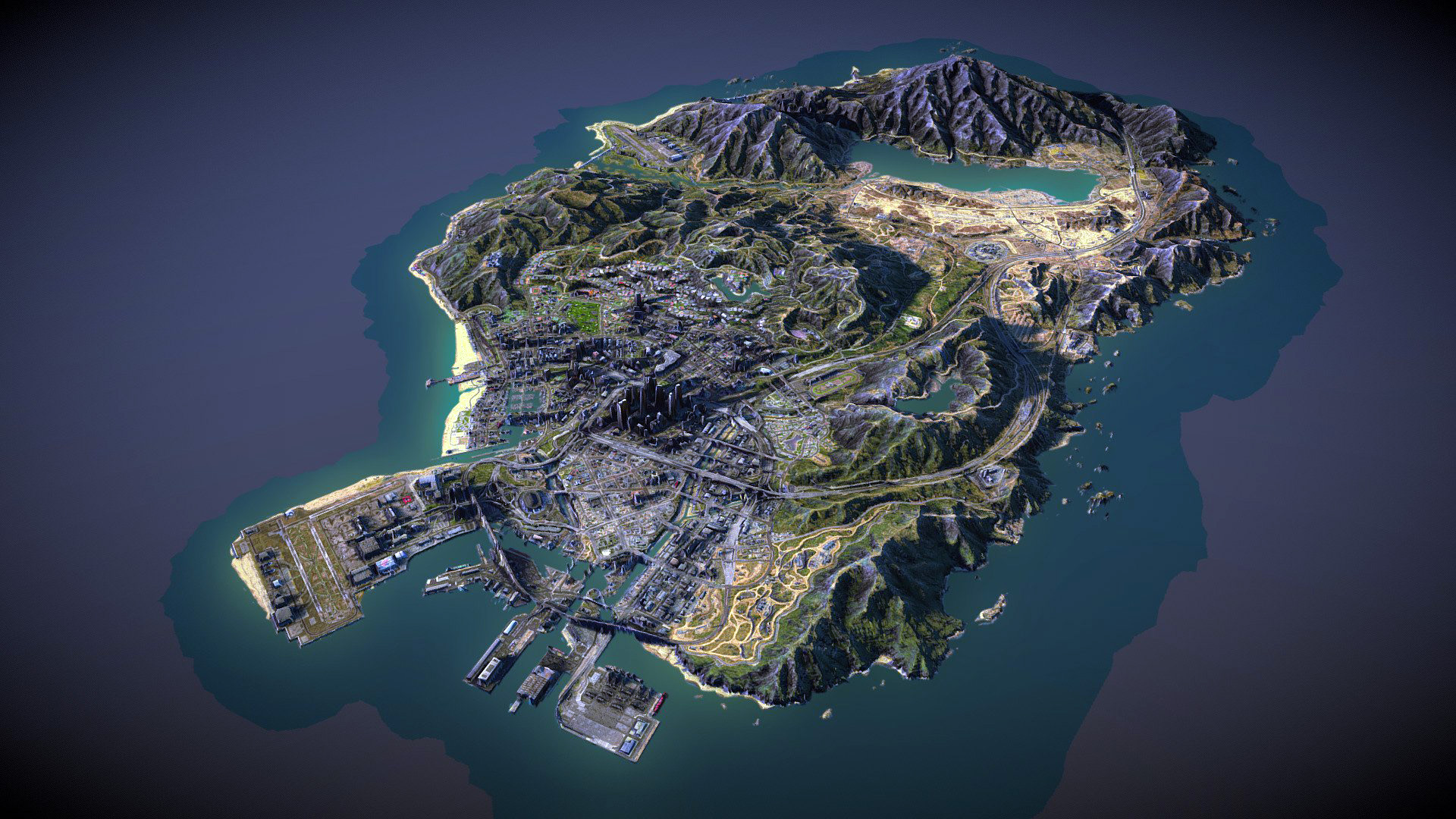 Large panoramic map of GTA 5. Games. Mapsland. Maps of the World