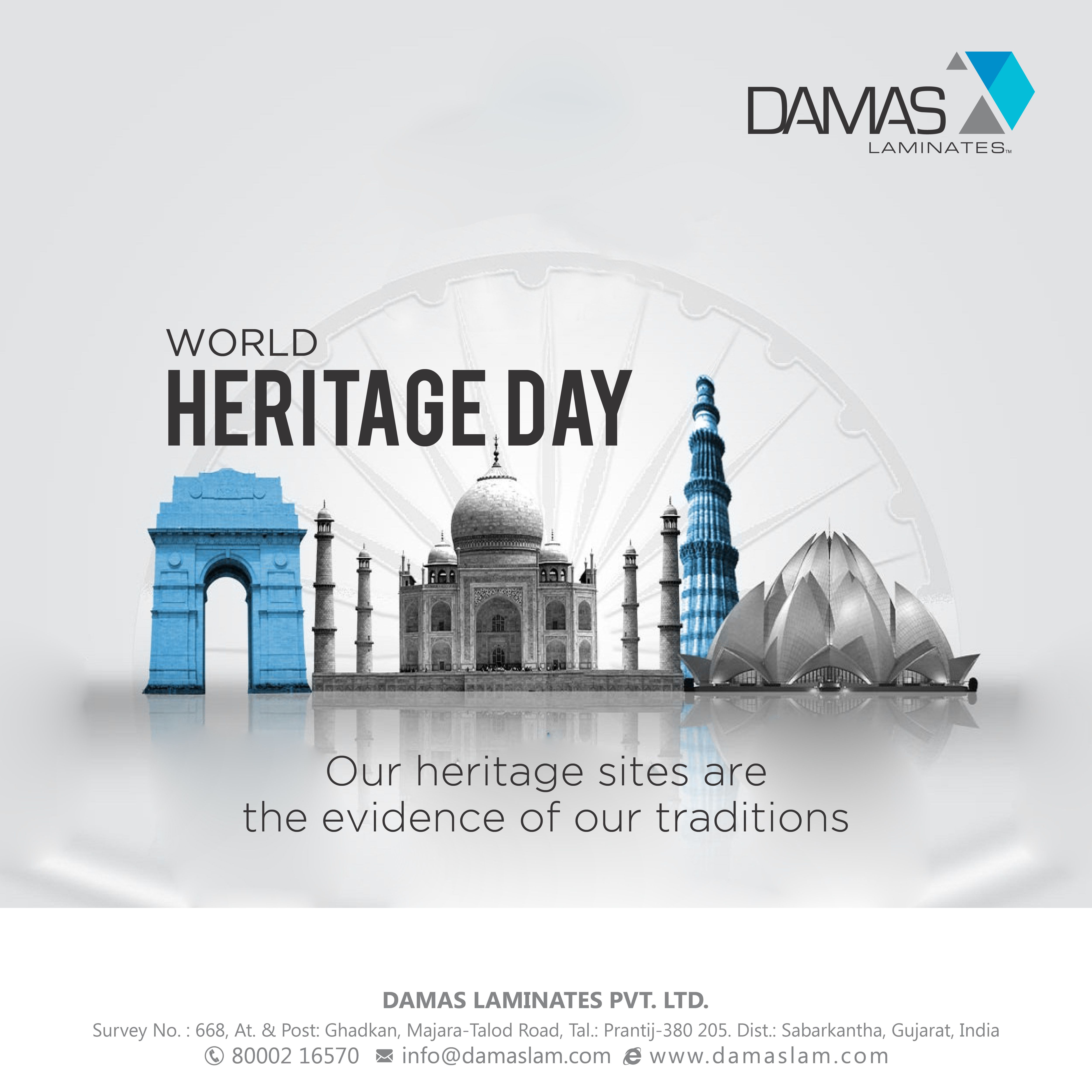Our heritage sites are the evidence of our traditions World Heritage Day.! #Damas #Laminates. National and international days, World heritage, International day