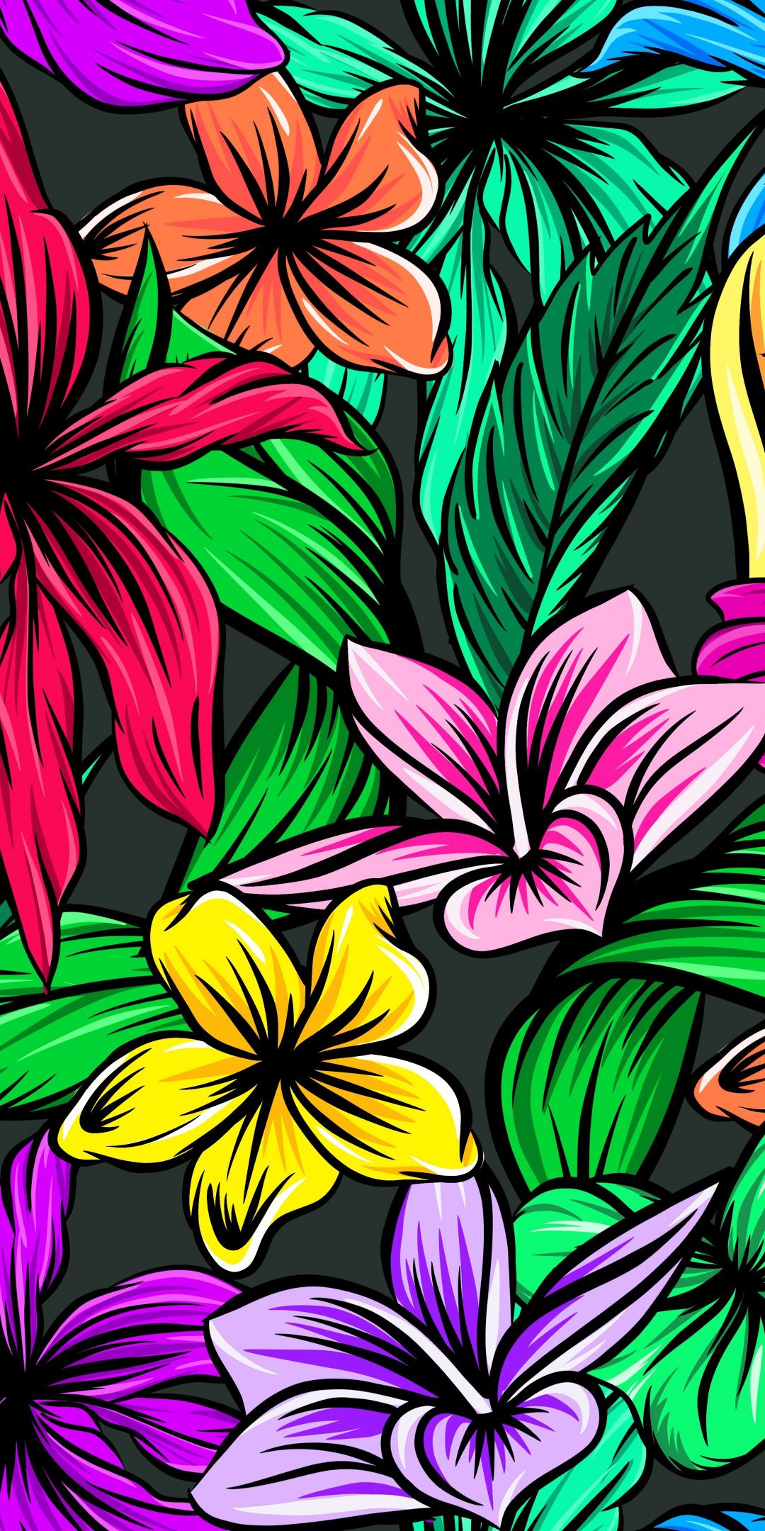 Abstract, colorful, flowers, digital art, 1080x2160 wallpaper. Flower wallpaper, Abstract, Art