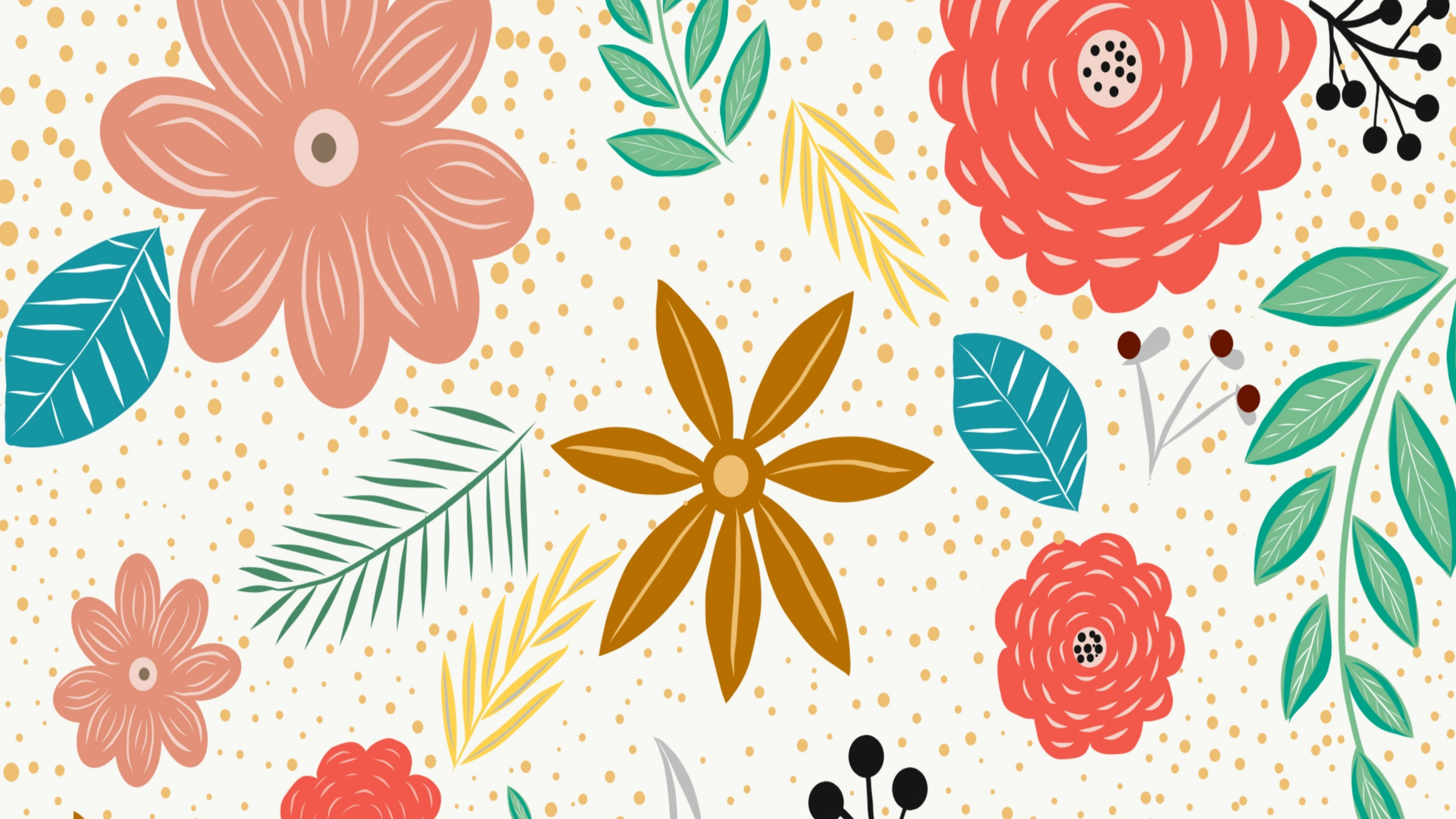 Download 2560x1440 wallpaper floral design, colorful, flowers, leaf, abstract, dual wide, widescreen 16:9, widescreen, 2560x1440 HD image, background, 21049