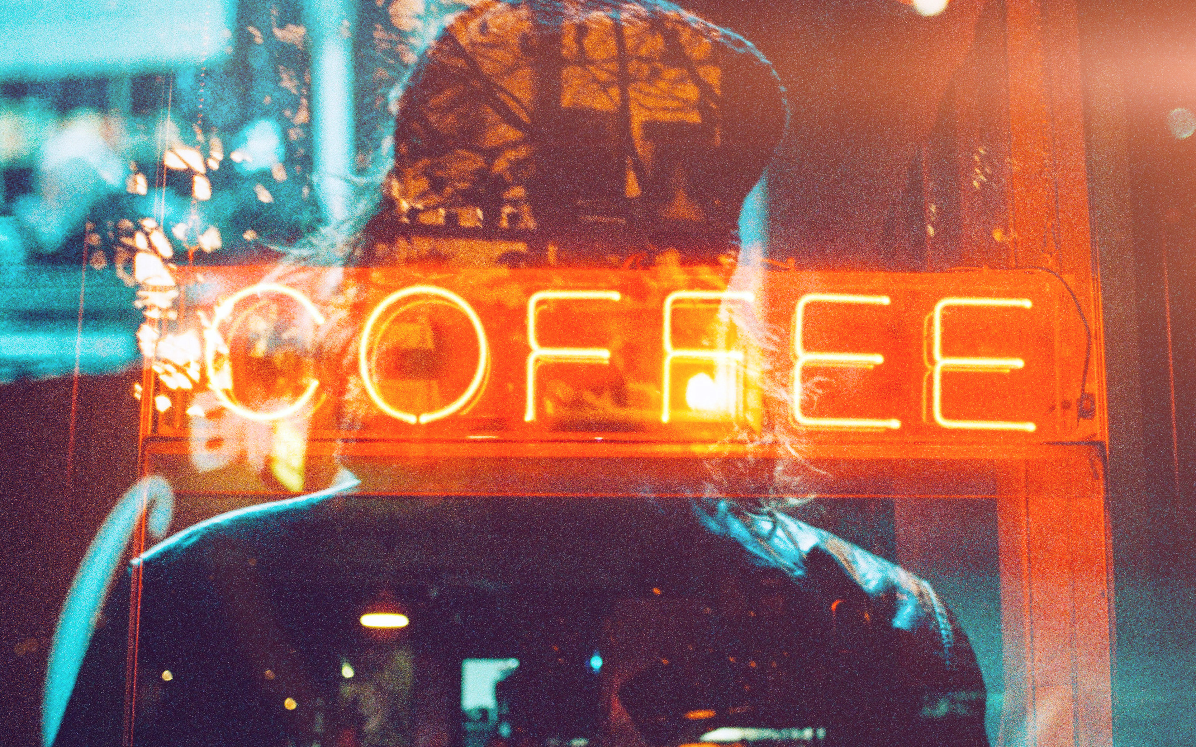 Coffee Neon Sign Night Illustration Art Flare Wallpaper