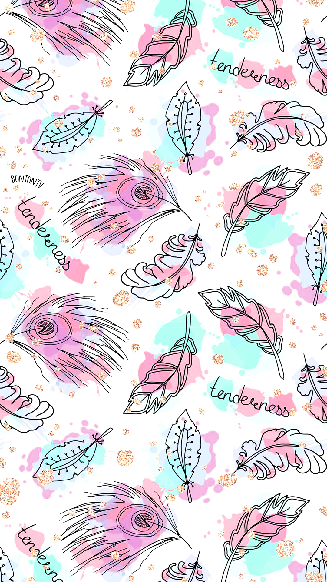 Phone Wallpaper HD Boho Feathers BonTon TV Background 1080x1920 wallpa. Phone wallpaper boho, iPhone homescreen wallpaper, Vintage flowers wallpaper