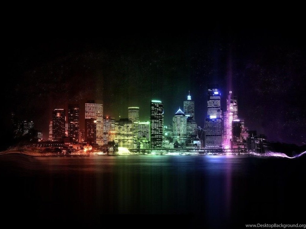 Neon City Lights Wallpaper Digital Art Wallpaper Desktop Background