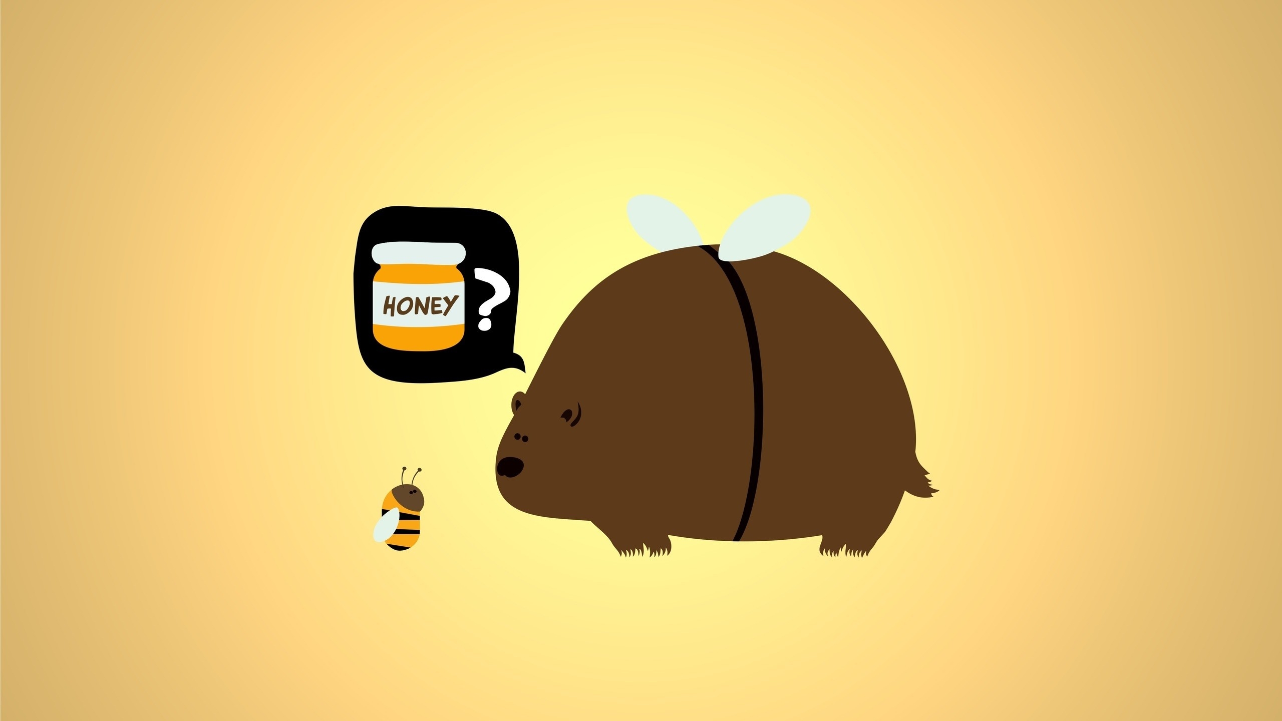 Wallpaper, bear, Bee, honey, absurdity, situation 2560x1440