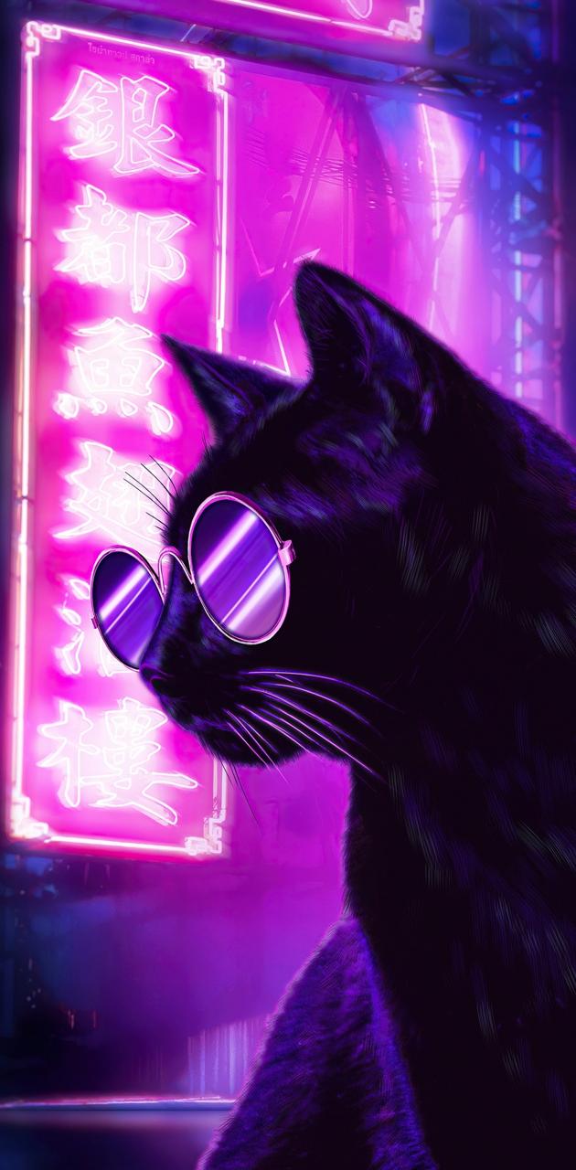 Neon cat wallpaper