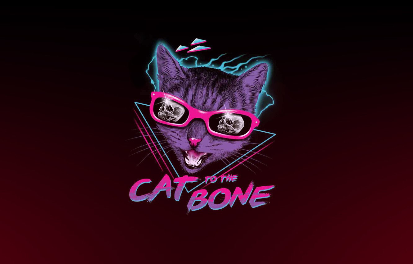 Wallpaper Minimalism, Figure, Cat, Art, Neon, Cat, 80's, Synth, Retrowave, Synthwave, New Retro Wave, Futuresynth, Sintav, Retrouve, Outrun, by Vincenttrinidad image for desktop, section минимализм