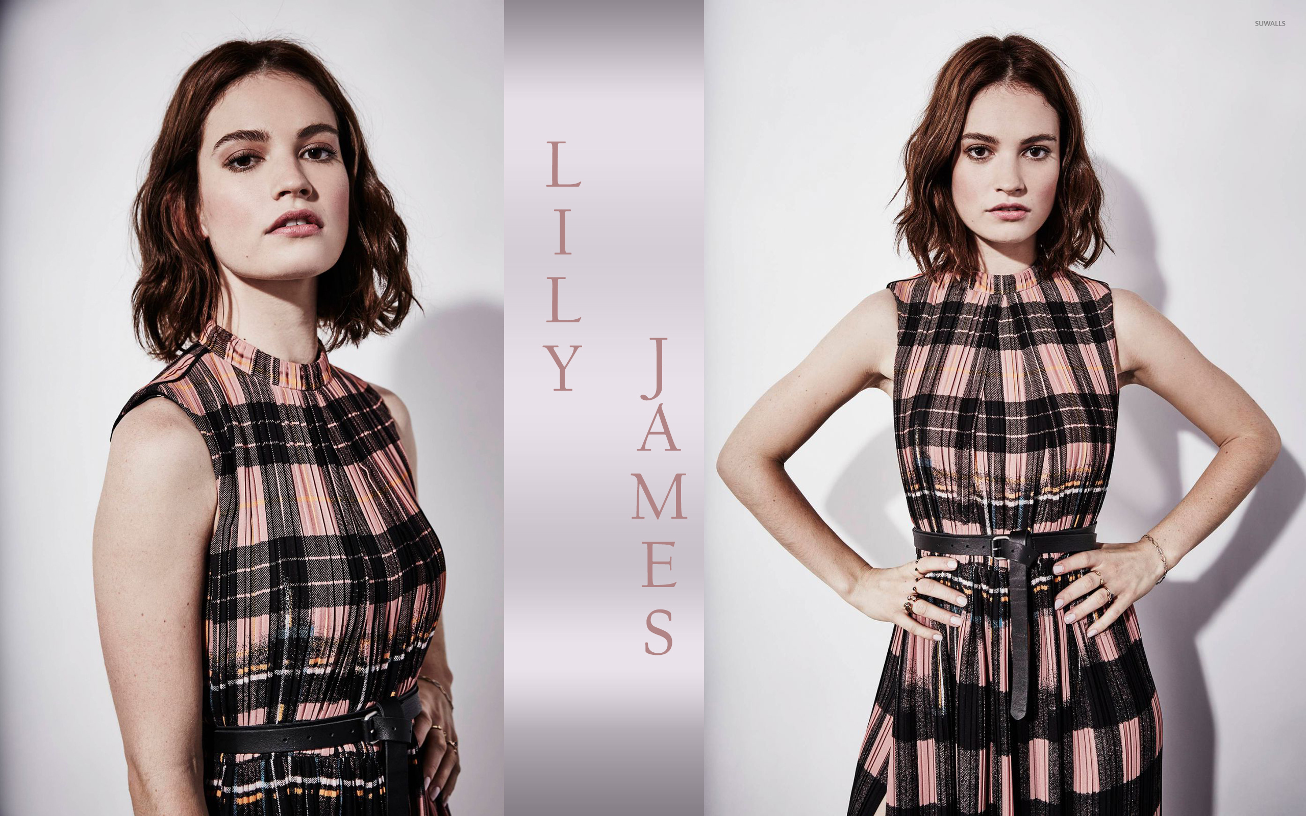 Lily James with short brown hair wallpaper wallpaper