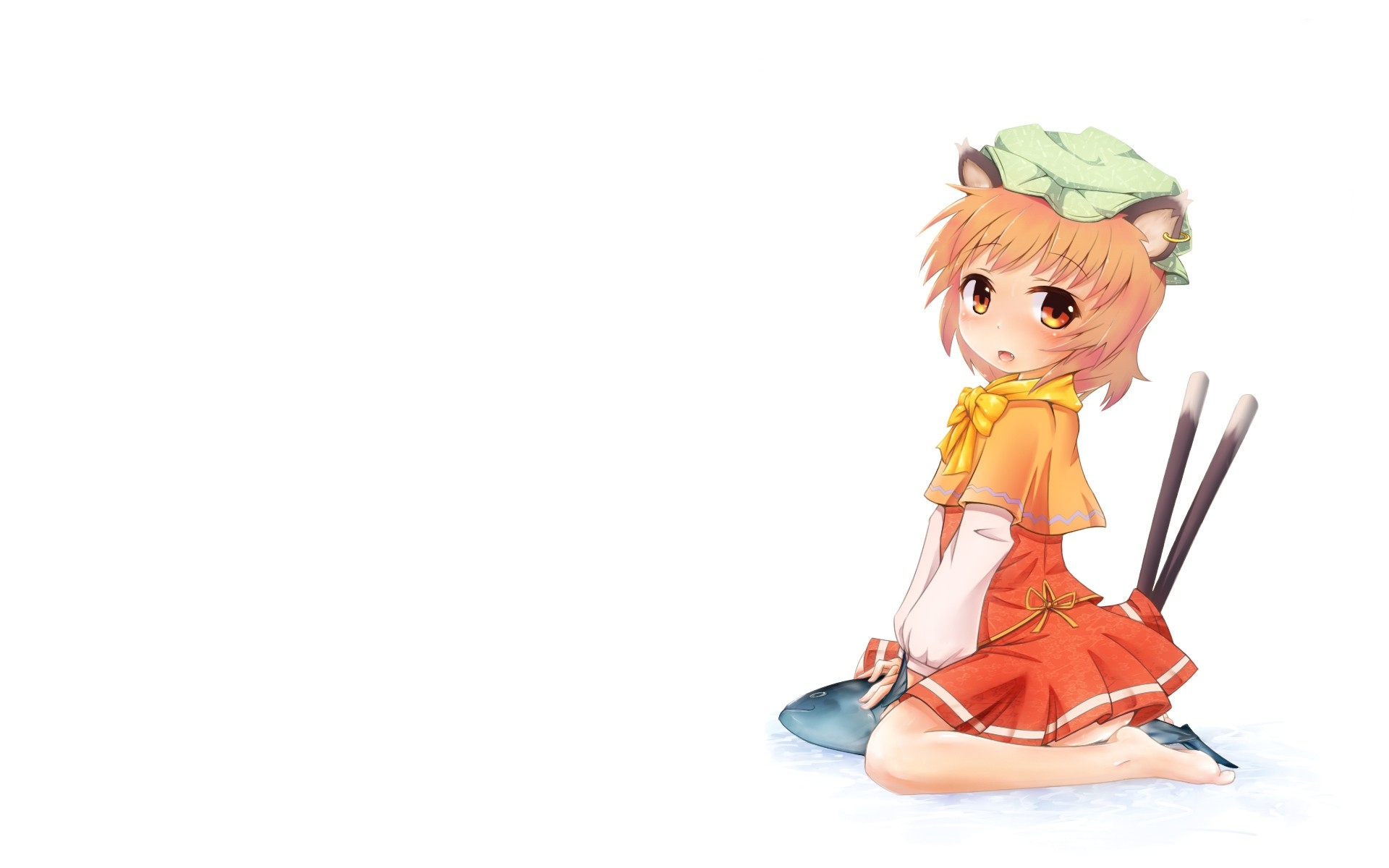 tails touhou brown animal ears red eyes short hair chen hats anime girls 1920x1200 wallpaper High Quality Wallpaper, High Definition Wallpaper