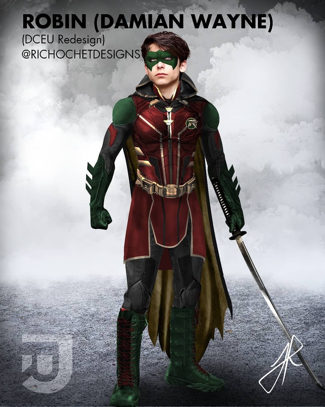 Richochet Designs posted on Instagram: “ROBIN DAMIAN WAYNE suit concept for a DCEU Reboot. Aida. Robin suit, Damian wayne batman, Damian wayne