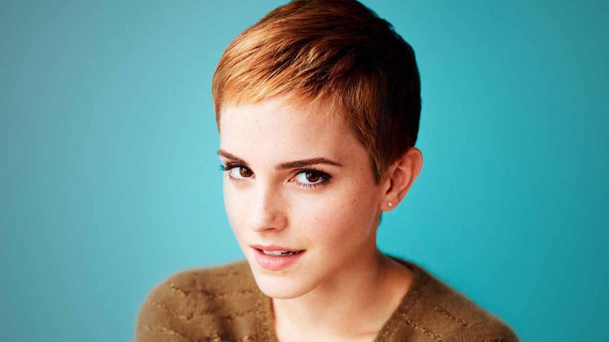 Brunettes women Emma Watson celebrity brown eyes short hair wallpaperx1080