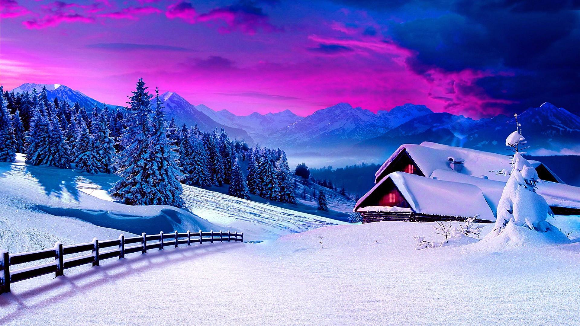 snowy mountain landscape wallpaper