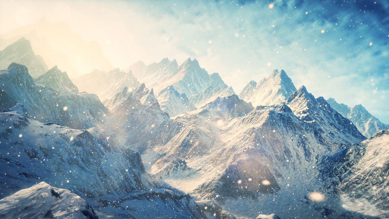 Mountains Landscape Snow Sunlight C G Winter Wallpaperx1080