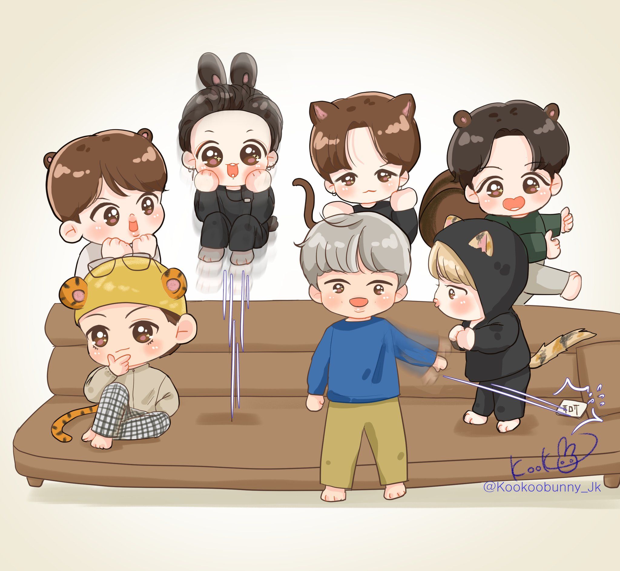 꾹꾸바니 on Twitter. Bts drawings, Bts fanart, Cute cartoon wallpaper