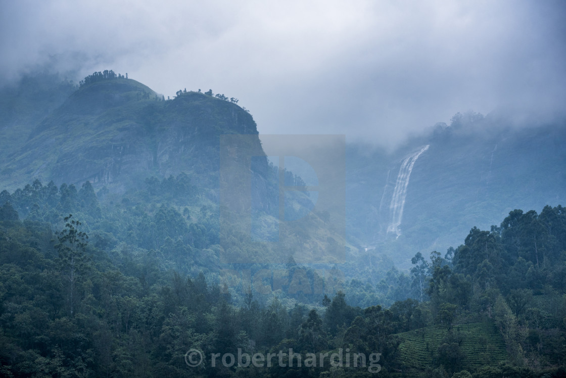 Waterfall in the Western Ghats Mountains, Munnar, Kerala, India, download or print for £79.84